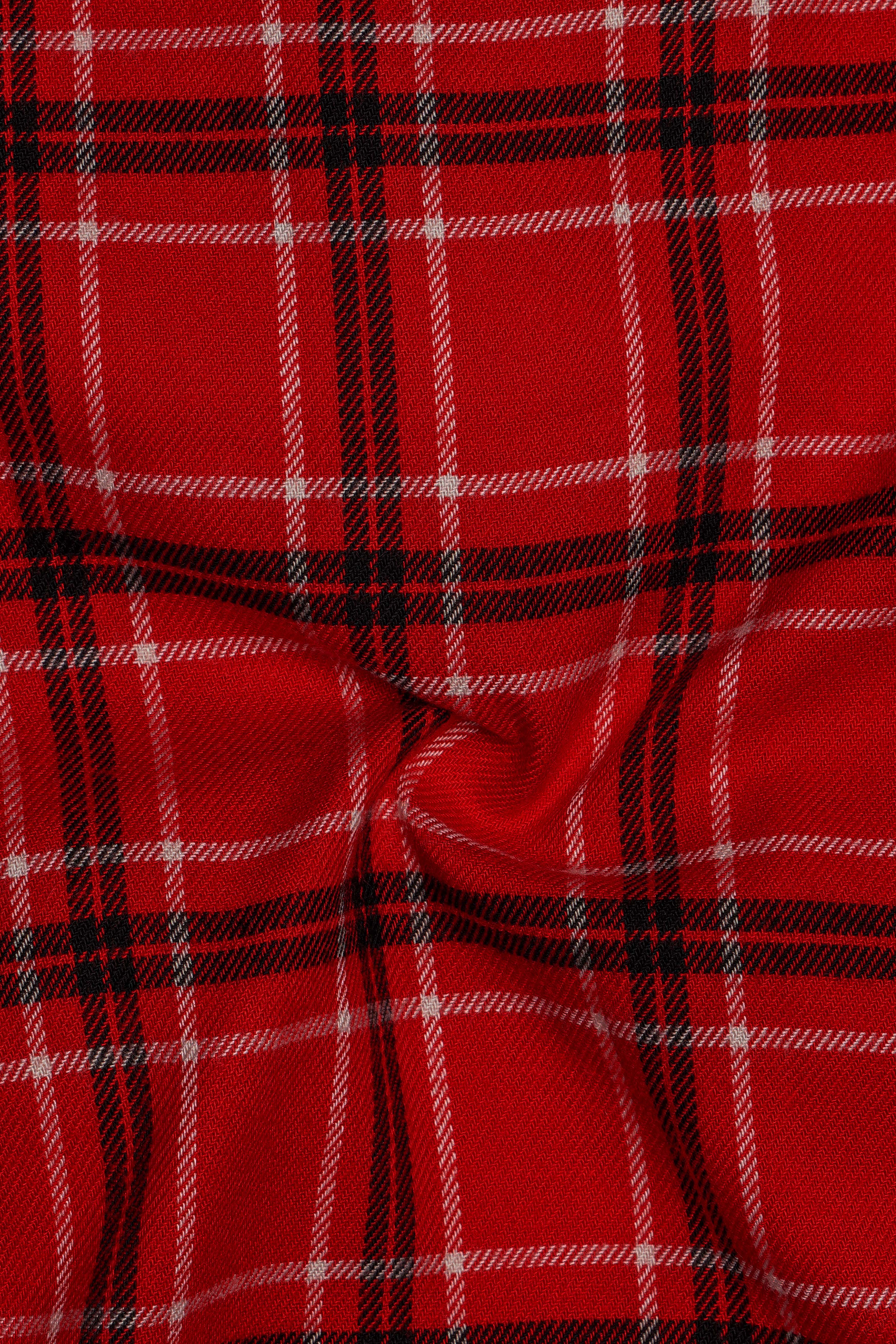 Scarlet Red Plaid Flannel Designer Shirt