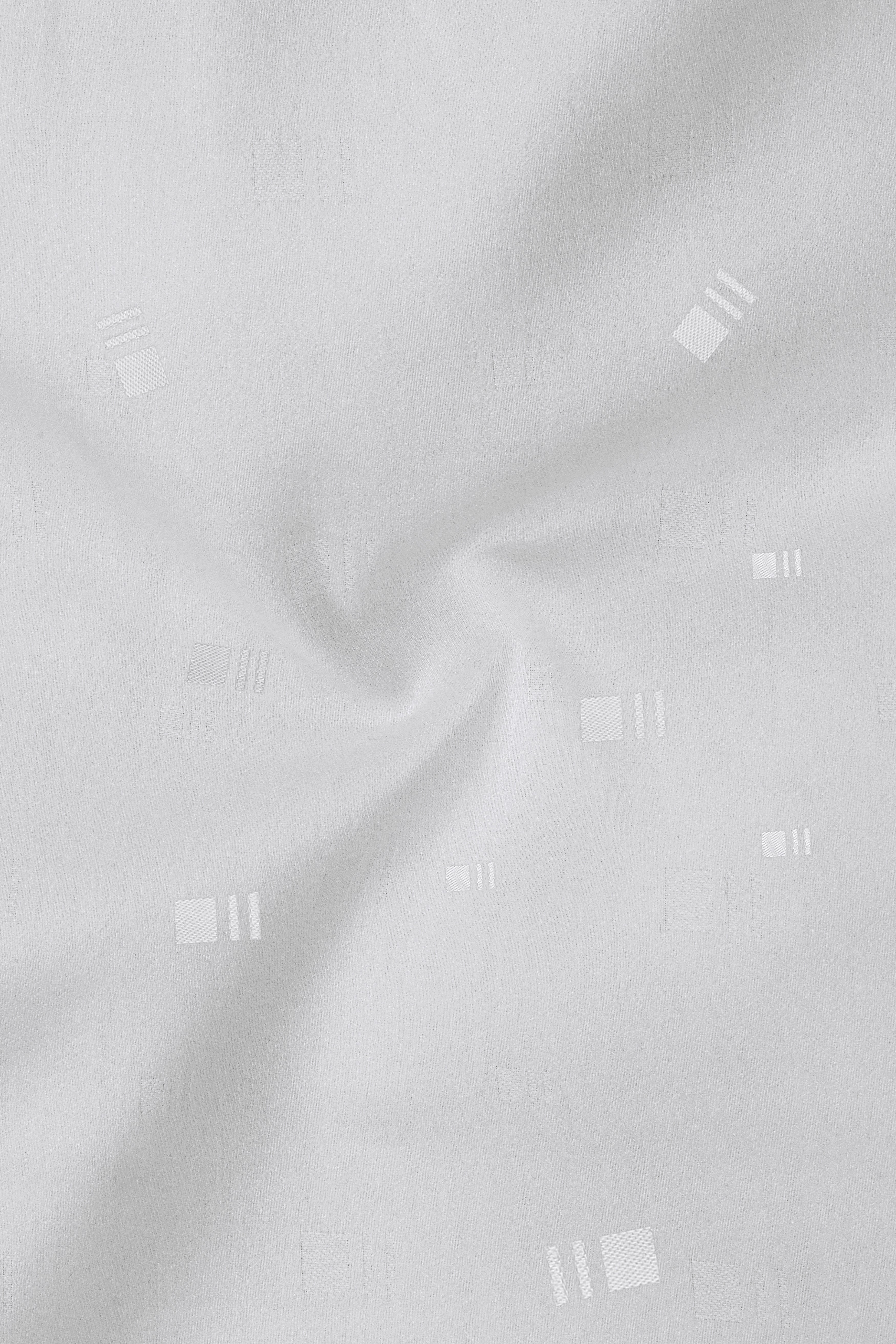 Bright White Jacquard Textured Premium Giza Cotton Shirt