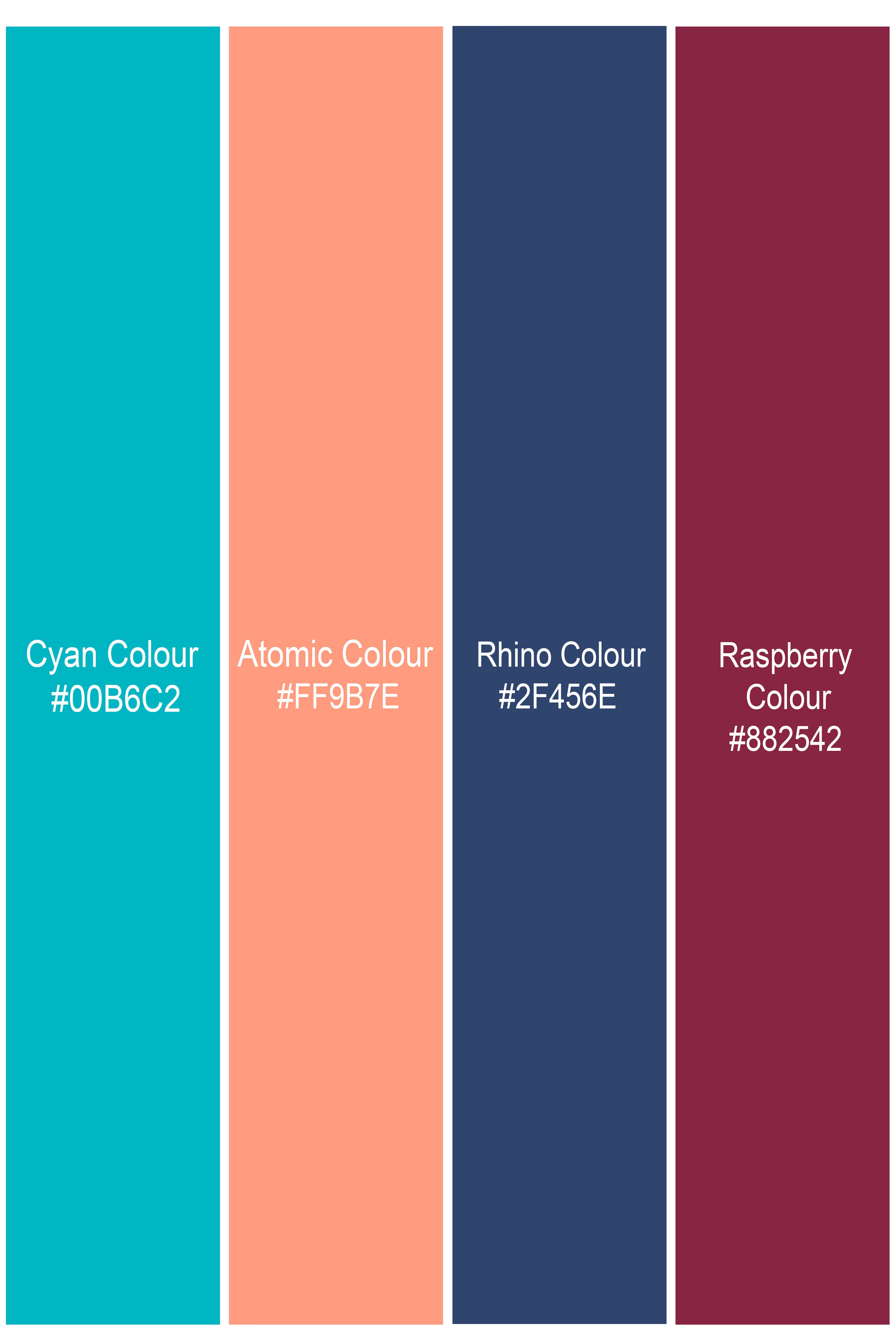 Cyan Blue Multicolour Abstract Printed Lightweight Oversized Premium Cotton Shirt