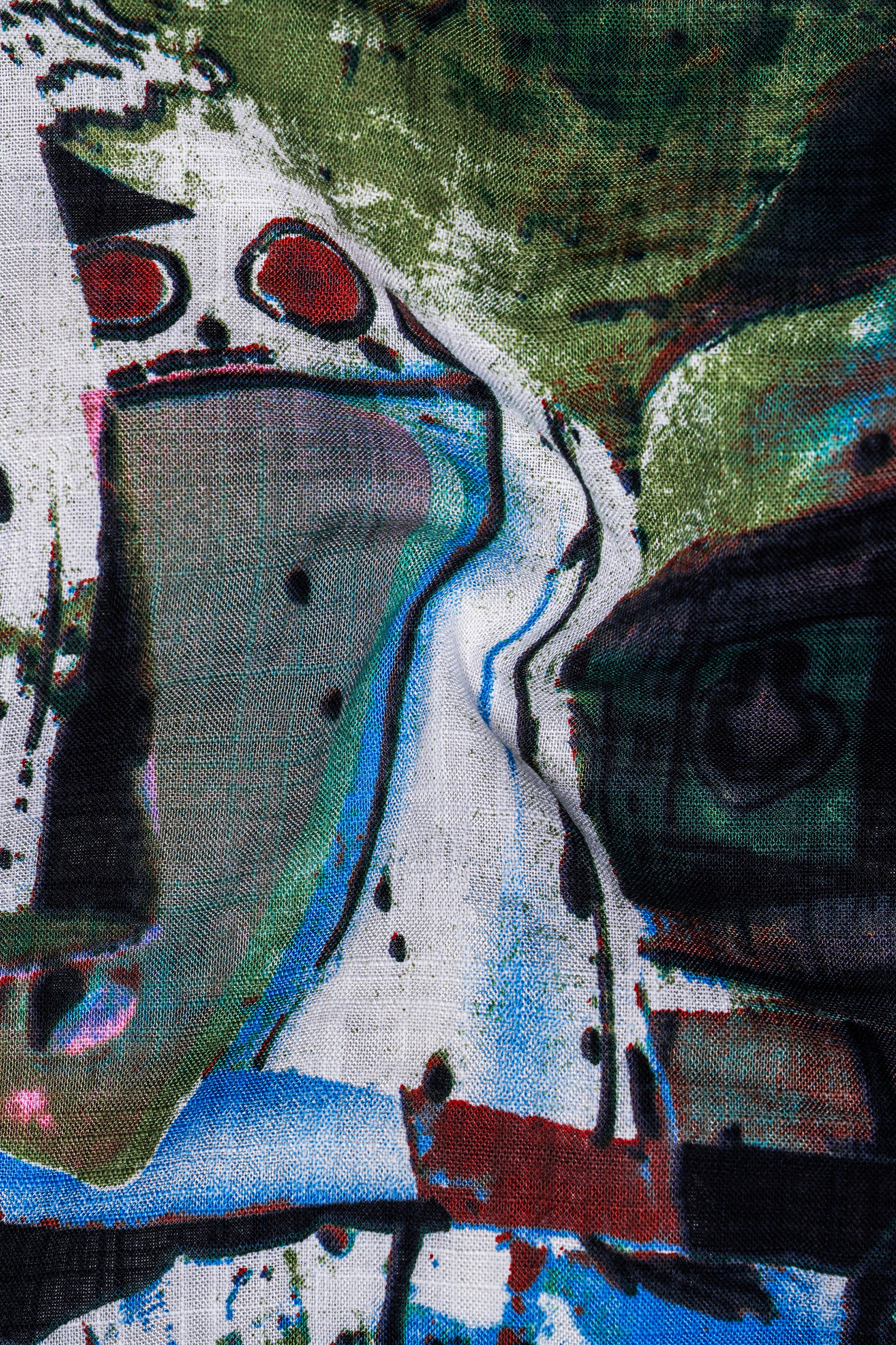 Moss Green and Clay Brown Abstract Printed Lightweight Oversized Premium Cotton Shirt