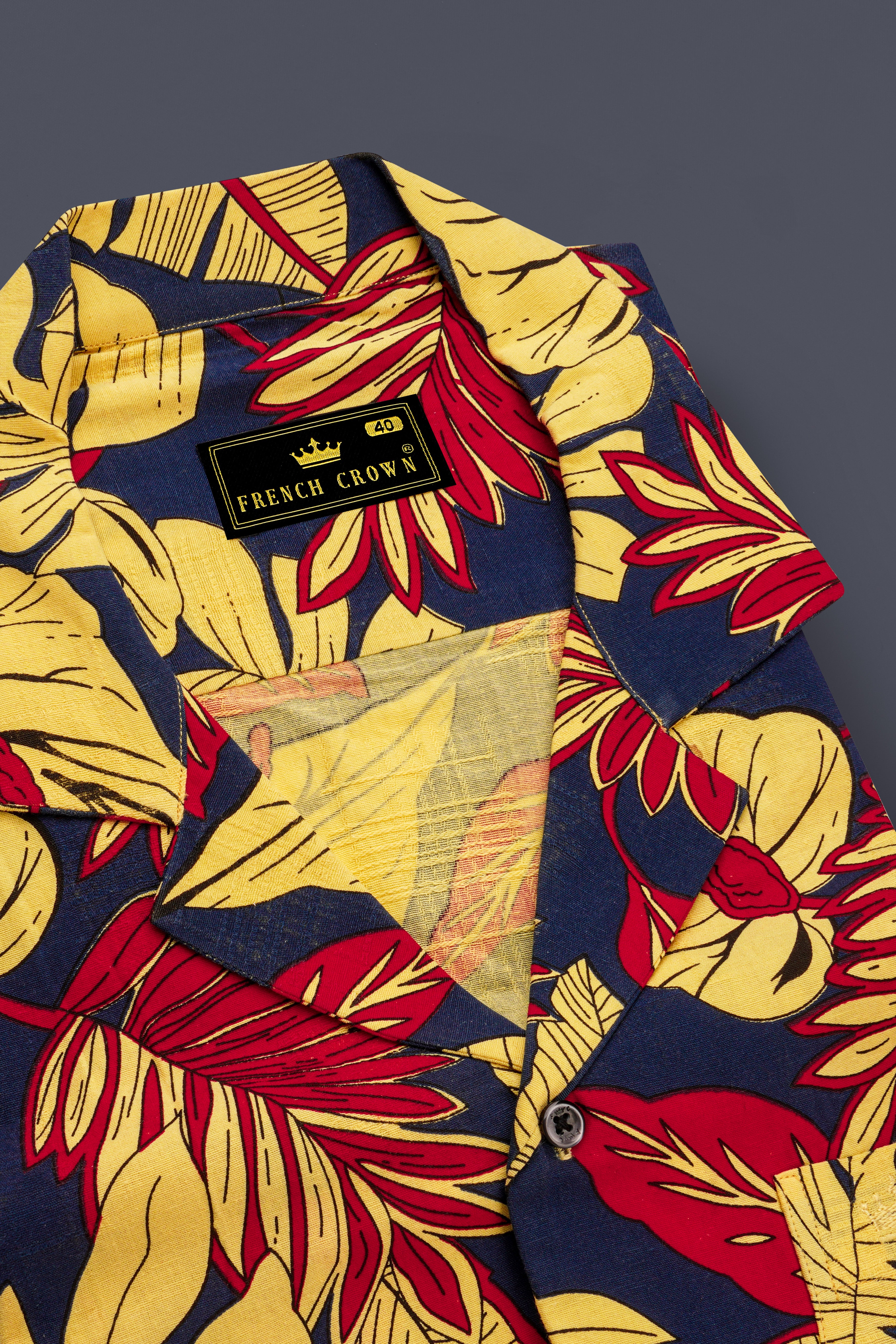 Primrose yellow and Martinique Blue Funky Printed Lightweight Oversized Premium Cotton Shirt