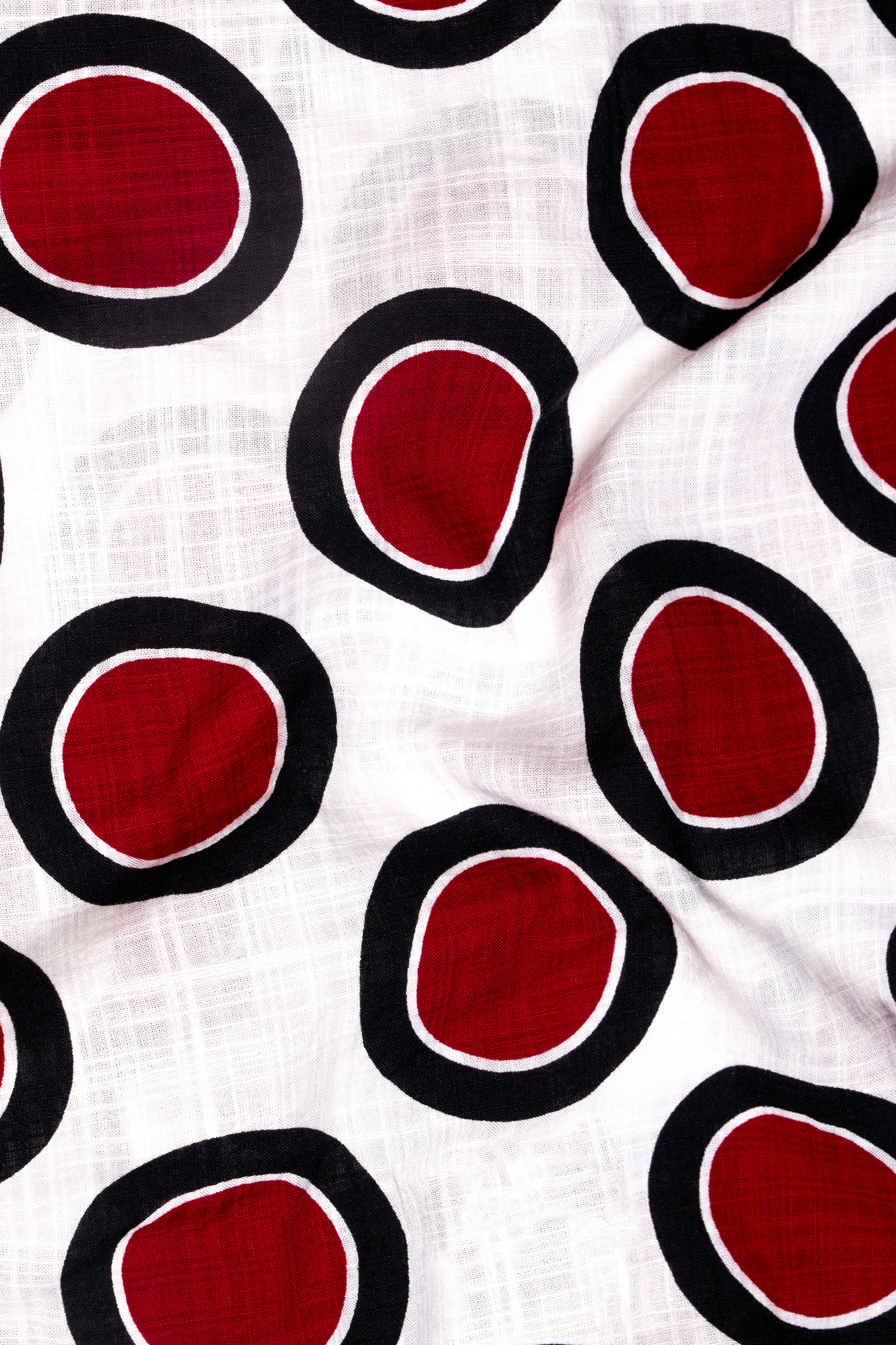 Bright White with Scarlet Red and Black Printed Lightweight Oversized Premium Cotton Designer Shirt