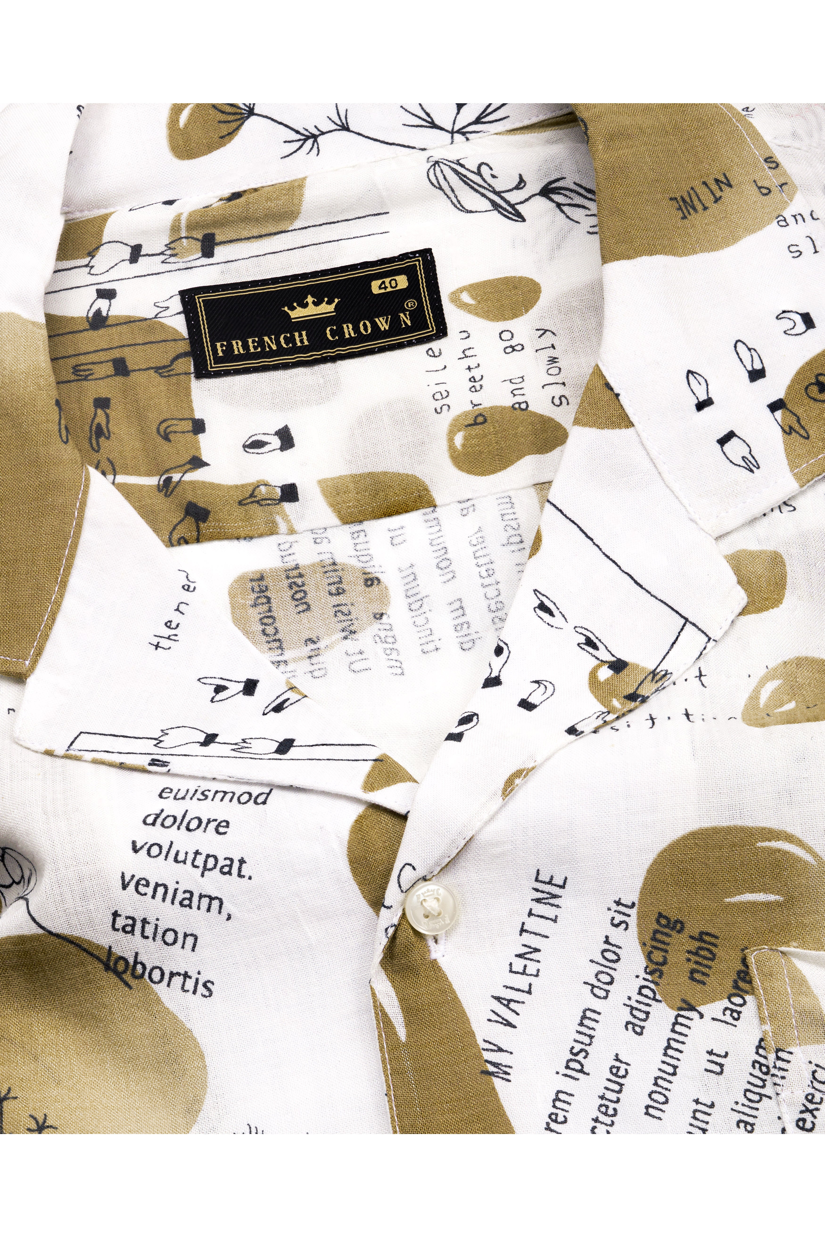 Bright White and Muesli Brown Formal/Casual Prints Premium Cotton