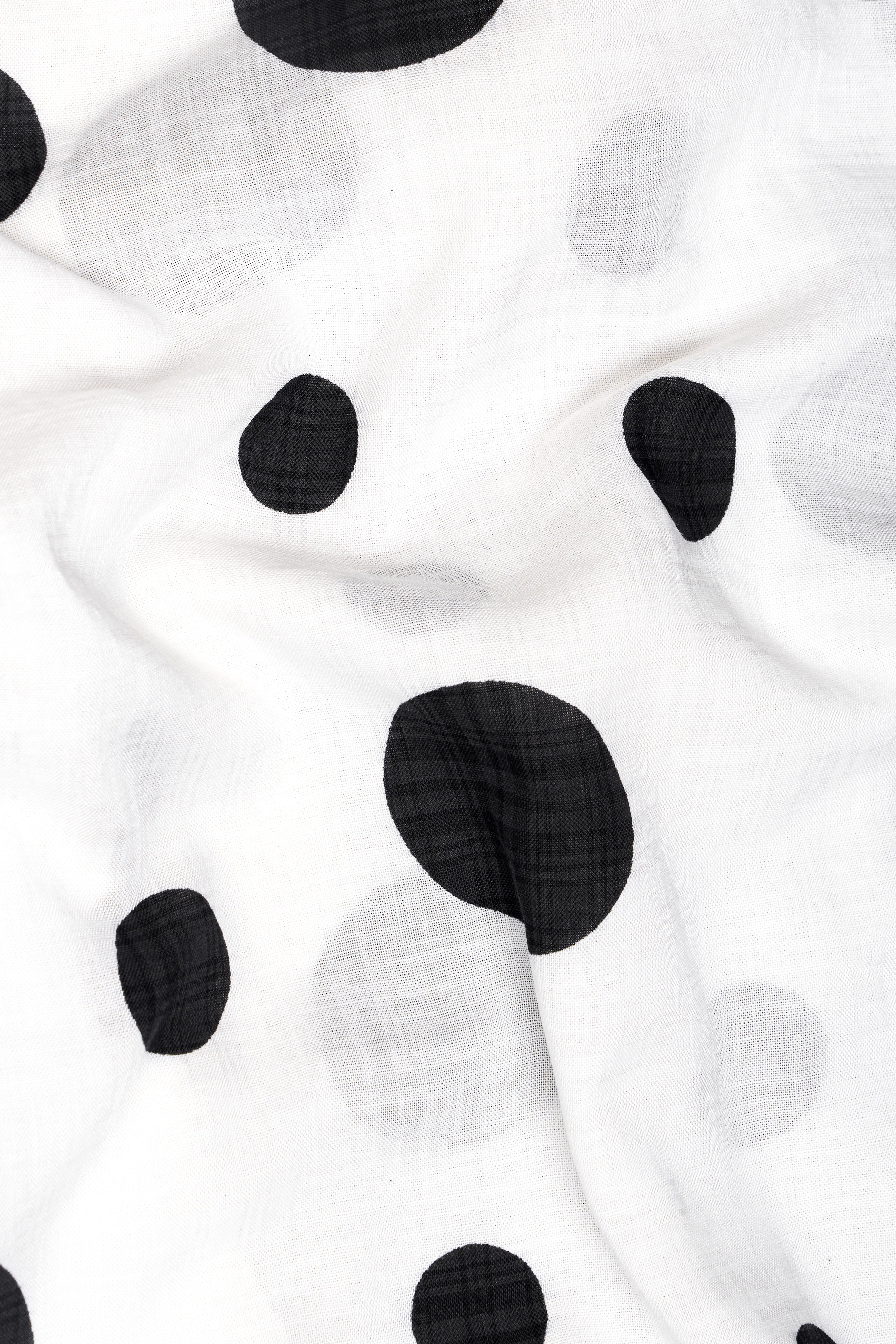 Bright White with Jade Black Polka Dotted Lightweight Premium Cotton Designer Oversized Shirt