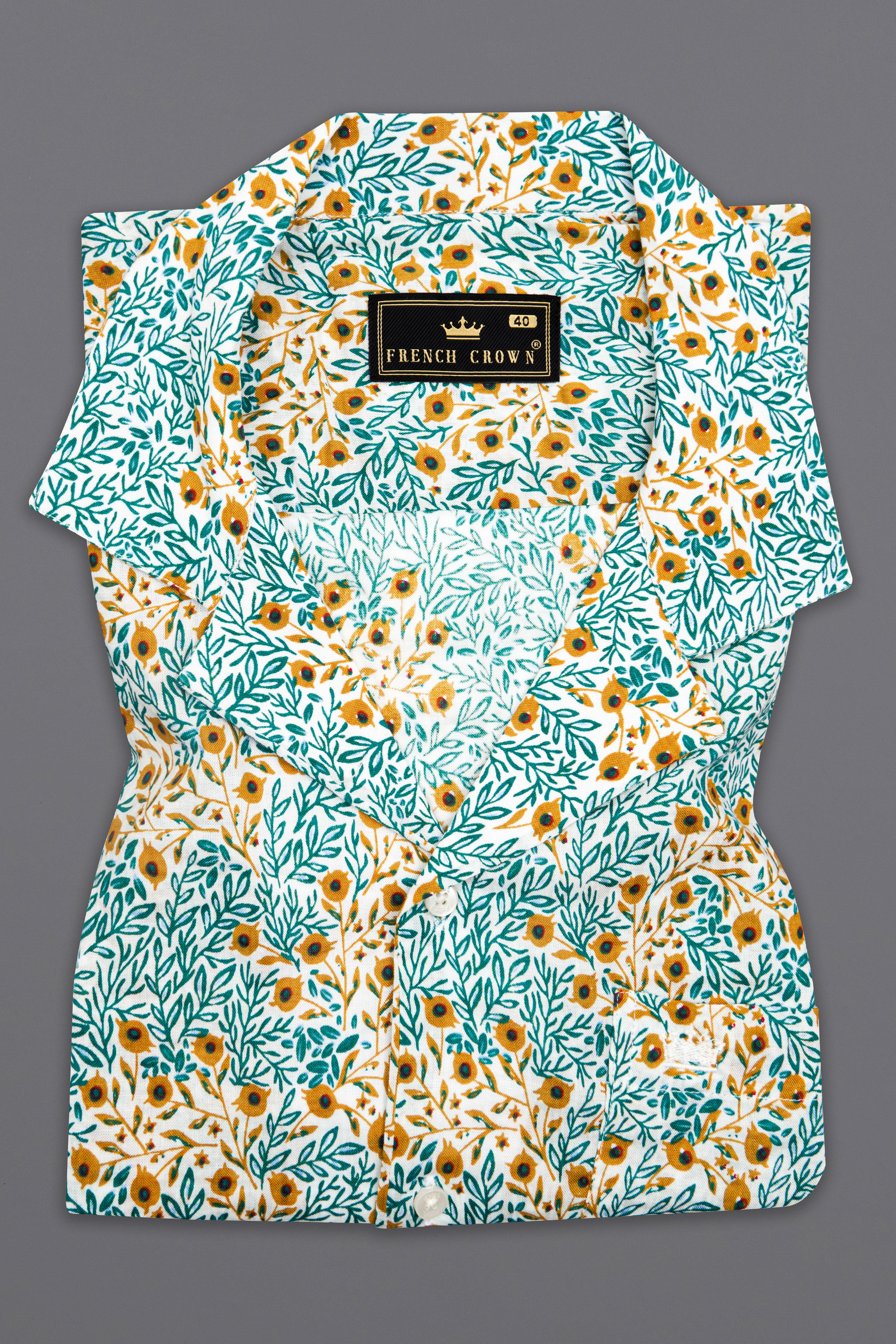 Cyan Green with Ditsy Printed Lightweight Premium Cotton Oversized Shirt