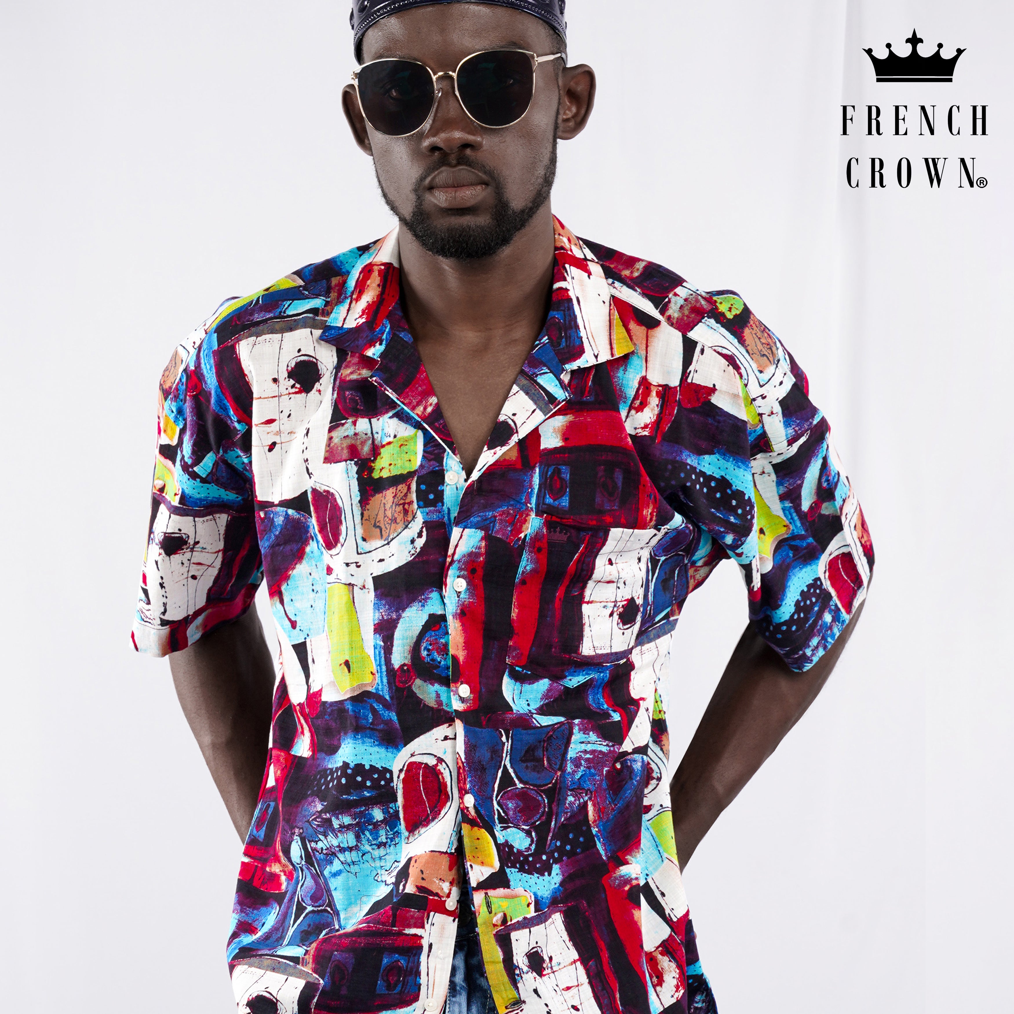 シャツ Perfect 20 Pigment Over Shirt (9color) ZIGGY CHEN Digital Print Short Sleeve Shirt {24 Dark Blue
