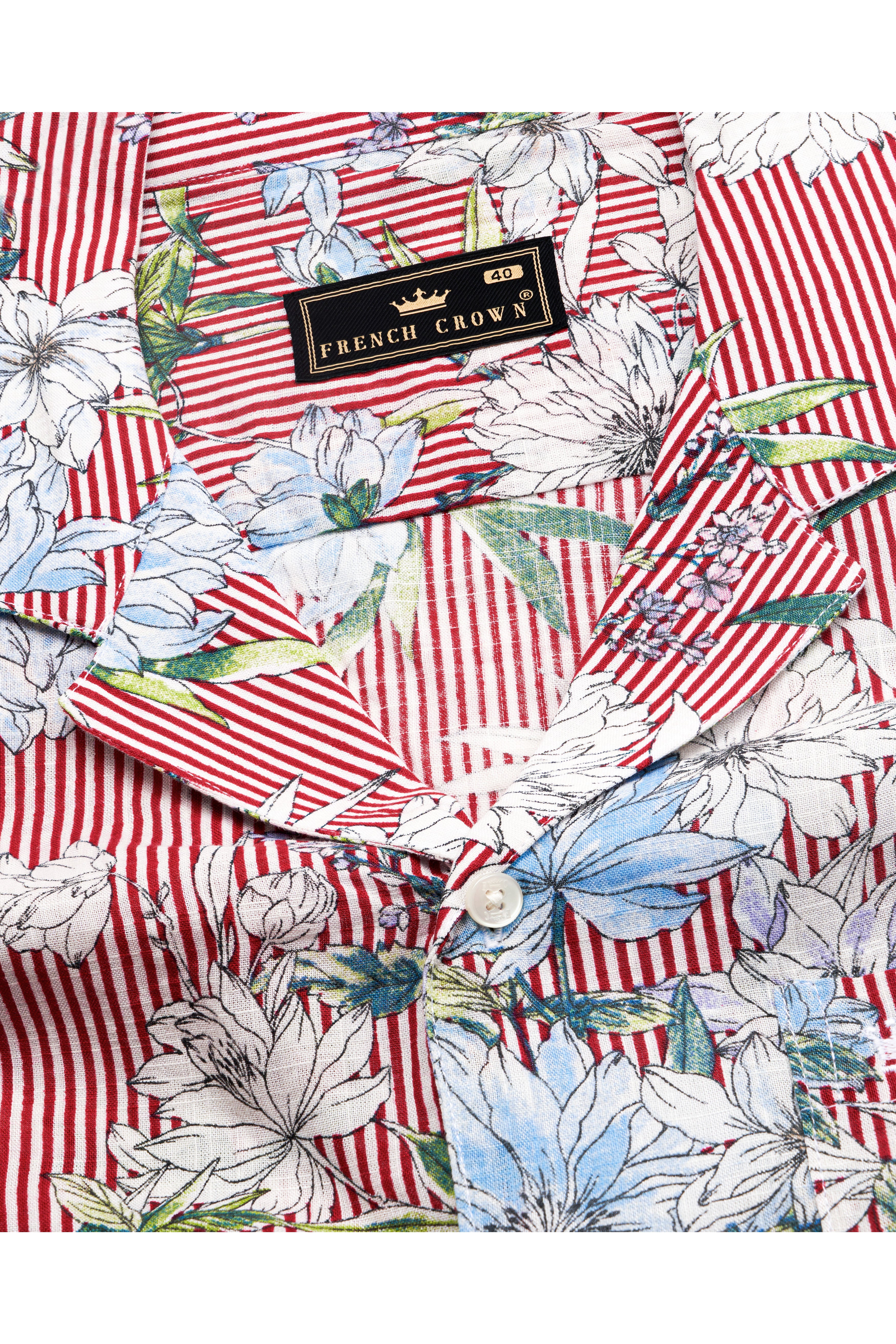 Rudy Red and White Floral Printed Lightweight Premium Cotton Oversized Shirt