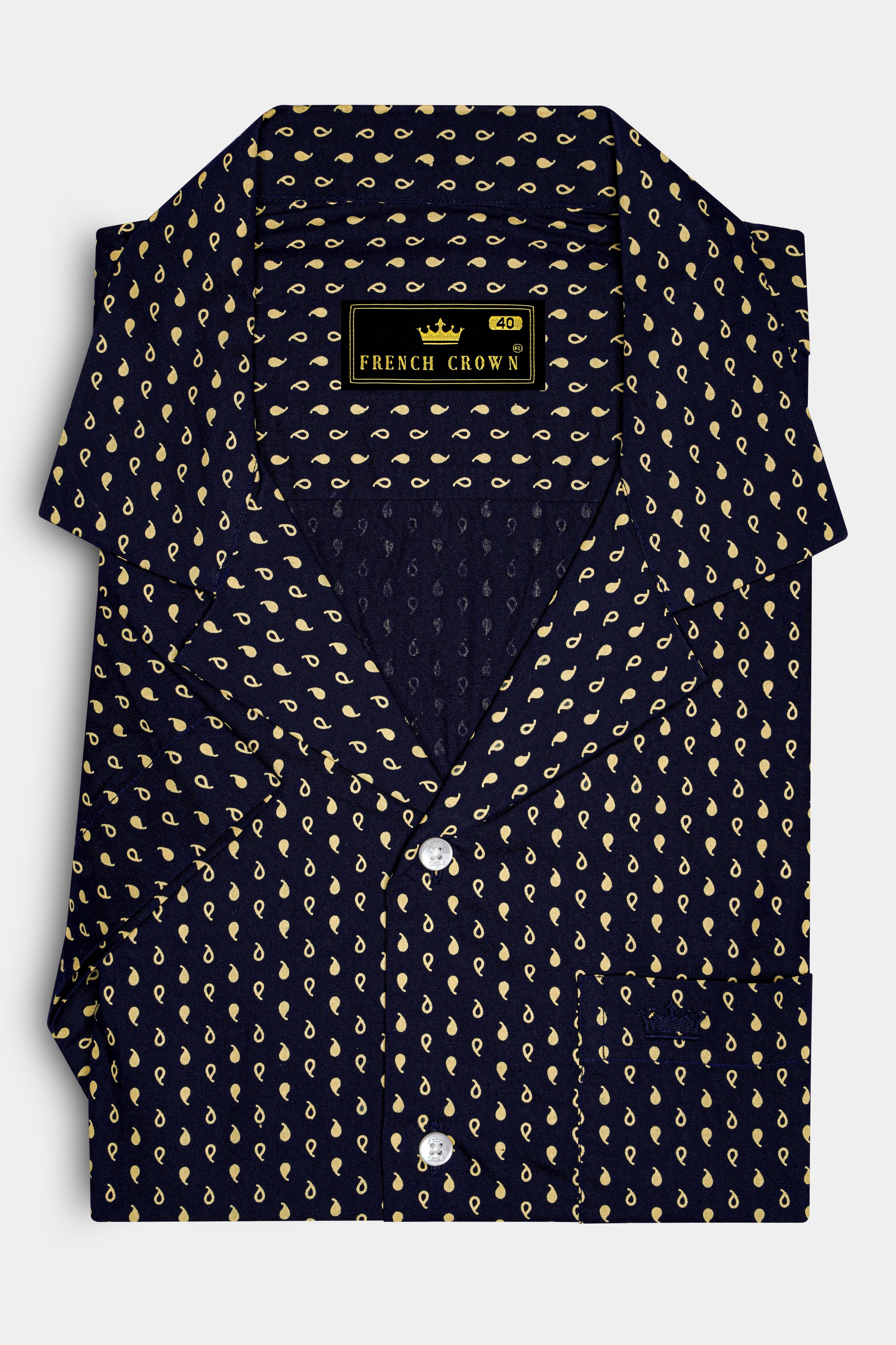 Ebony Clay Blue Printed Lightweight Premium Cotton Shirt