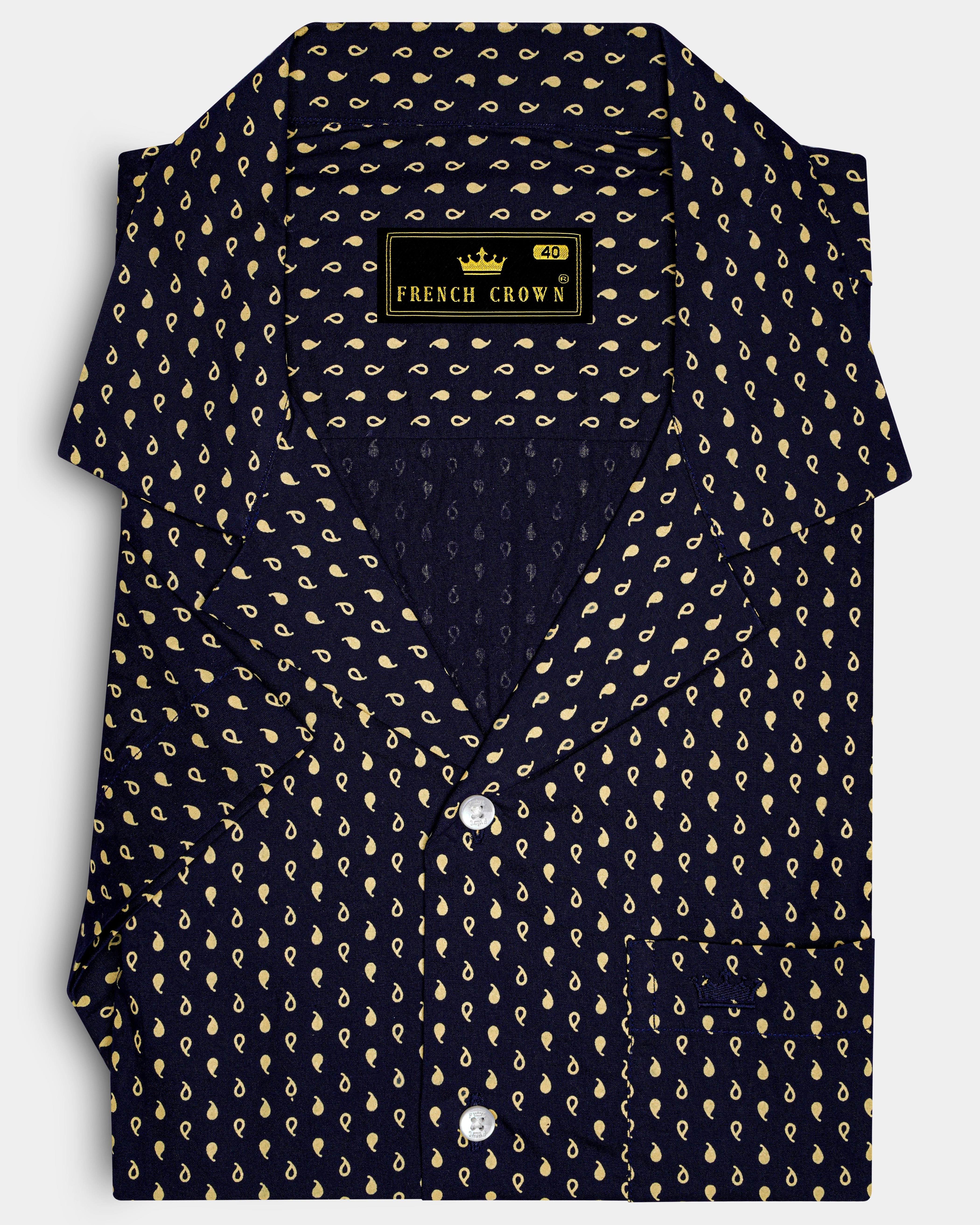 Ebony Clay Blue Printed Lightweight Premium Cotton Shirt