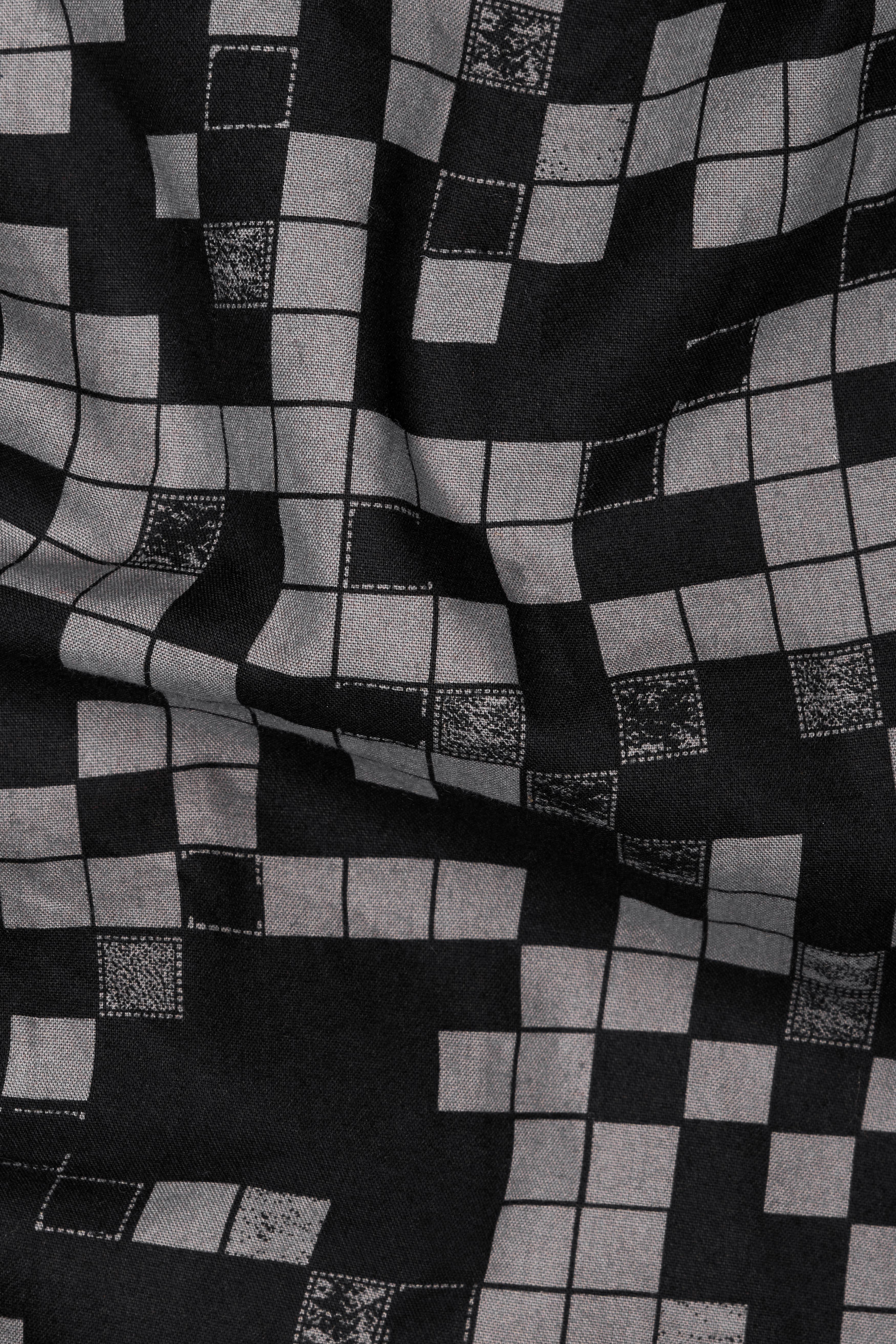 Dark Jungle Black and Grey Printed Premium Cotton Shirt