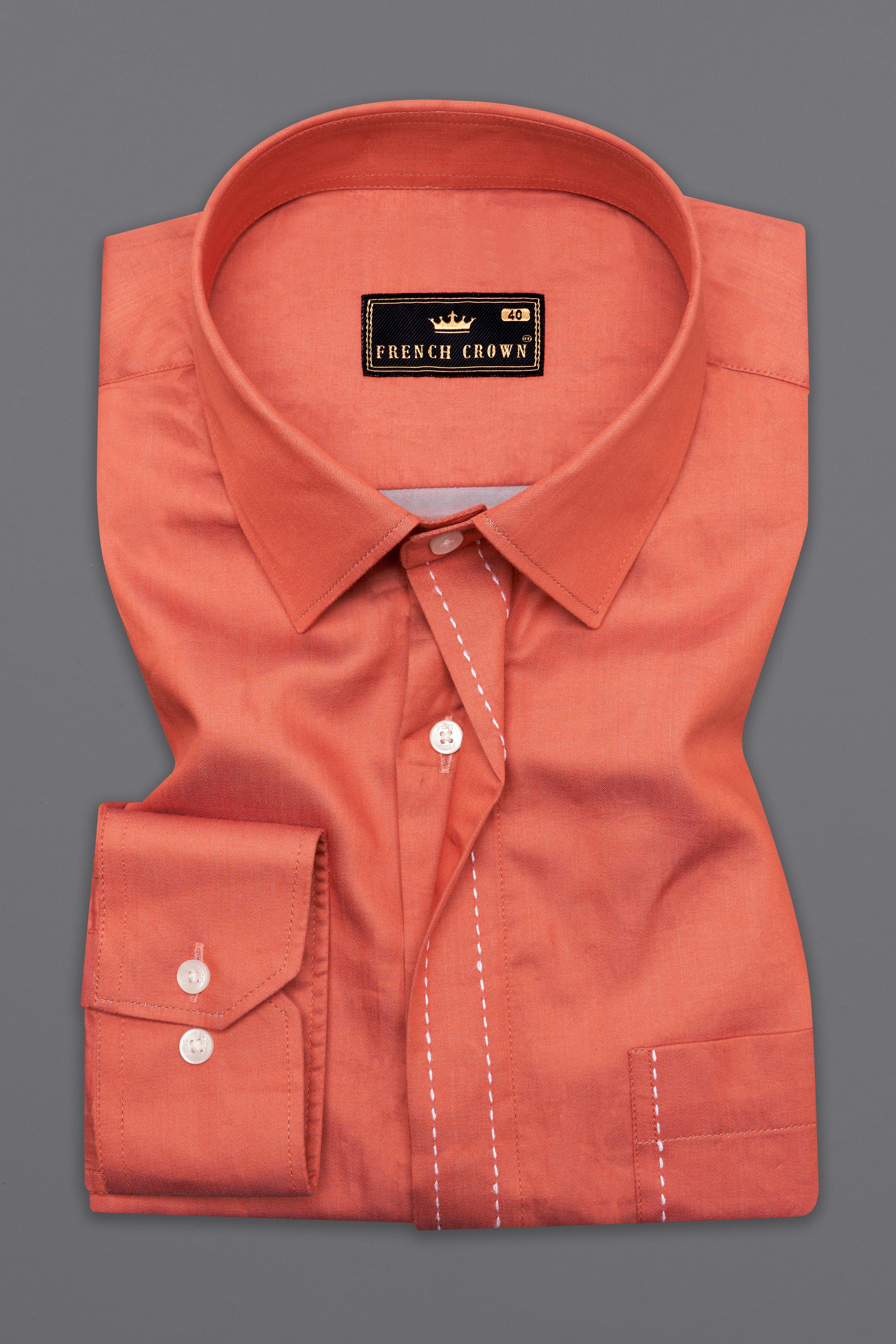 Japonica Peach Chambray Designer Shirt