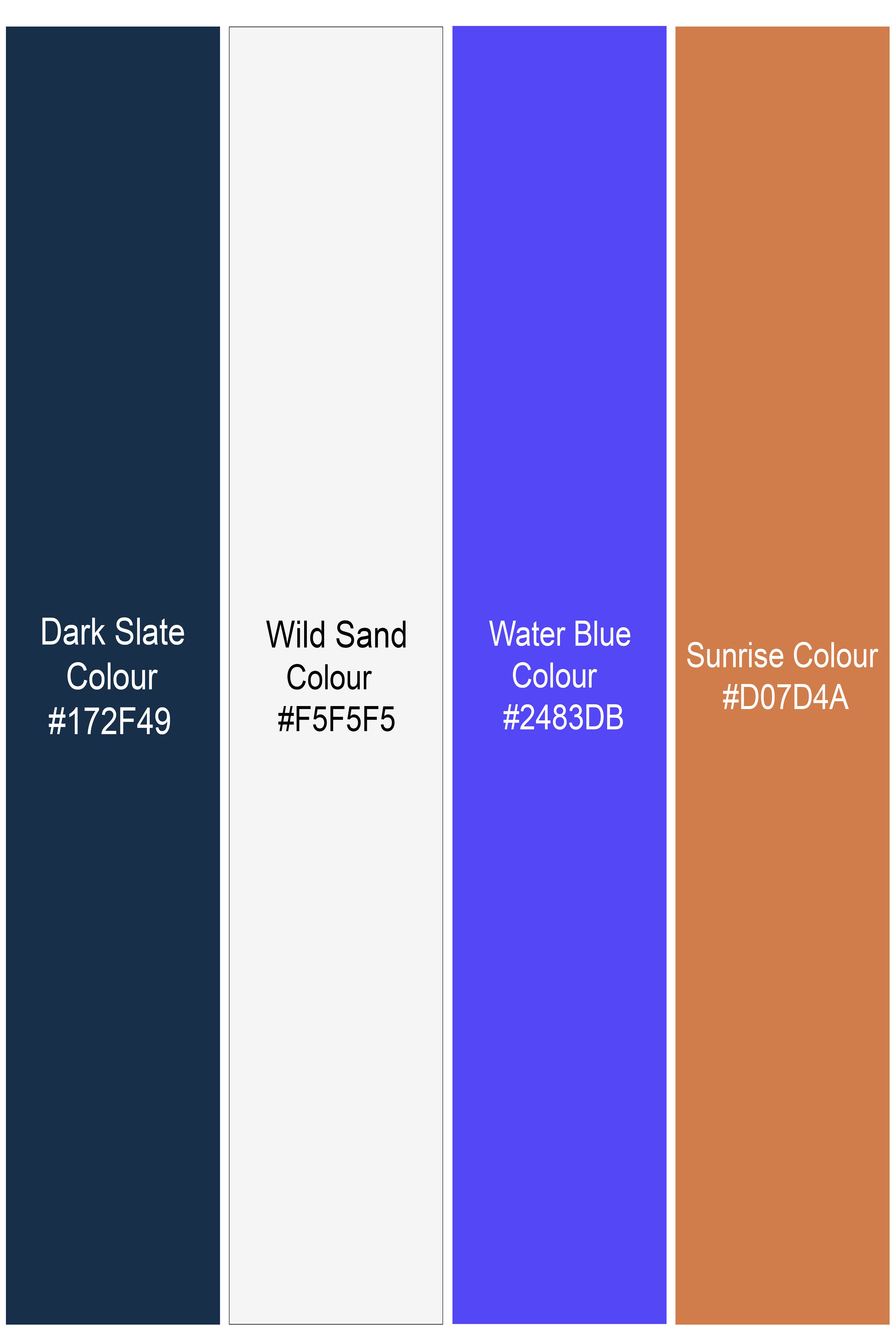Dark Slate Blue with Wild Sand White Multicolour Printed Super Soft Premium Cotton Designer Shirt