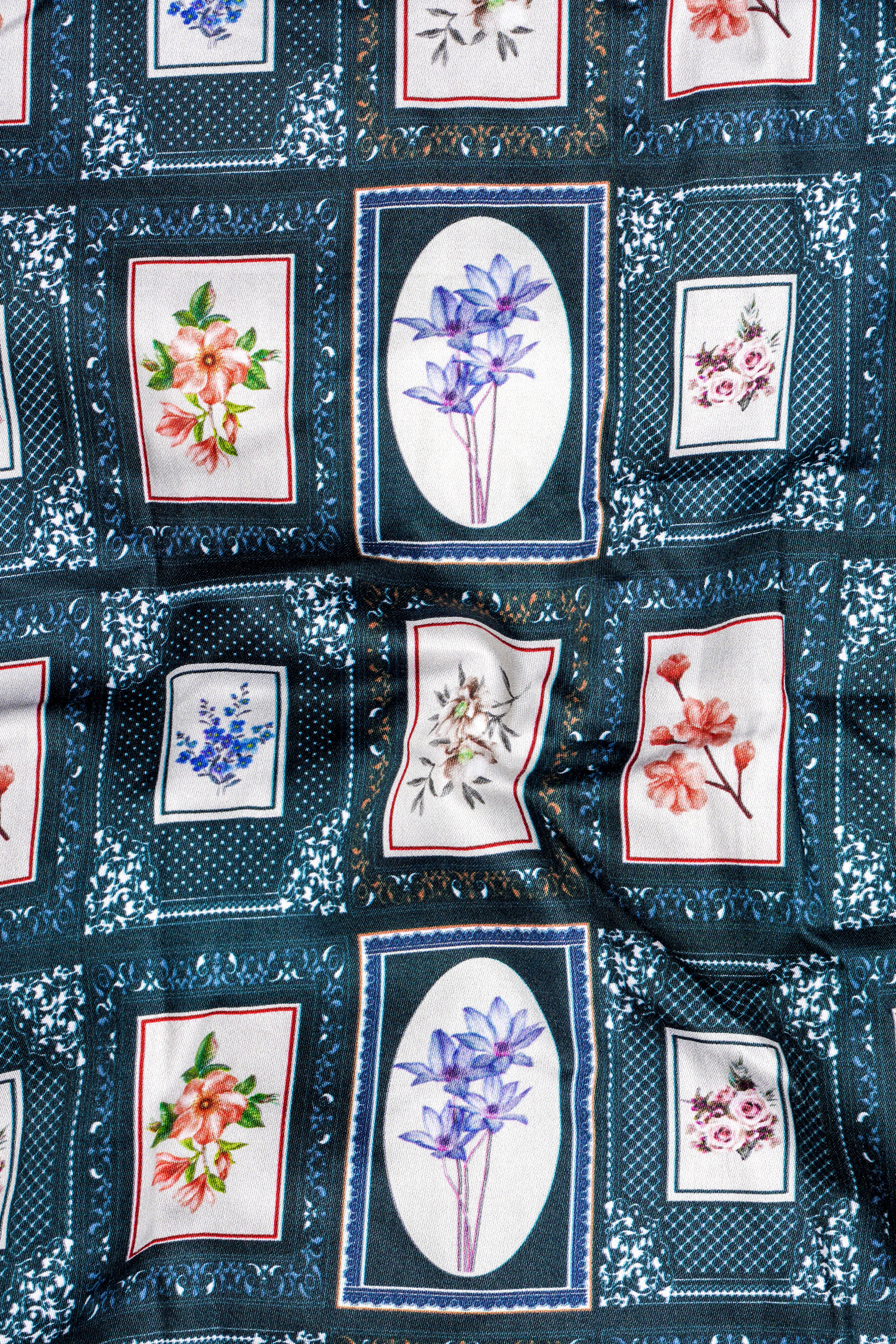 Dark Slate Blue with Wild Sand White Multicolour Printed Super Soft Premium Cotton Designer Shirt