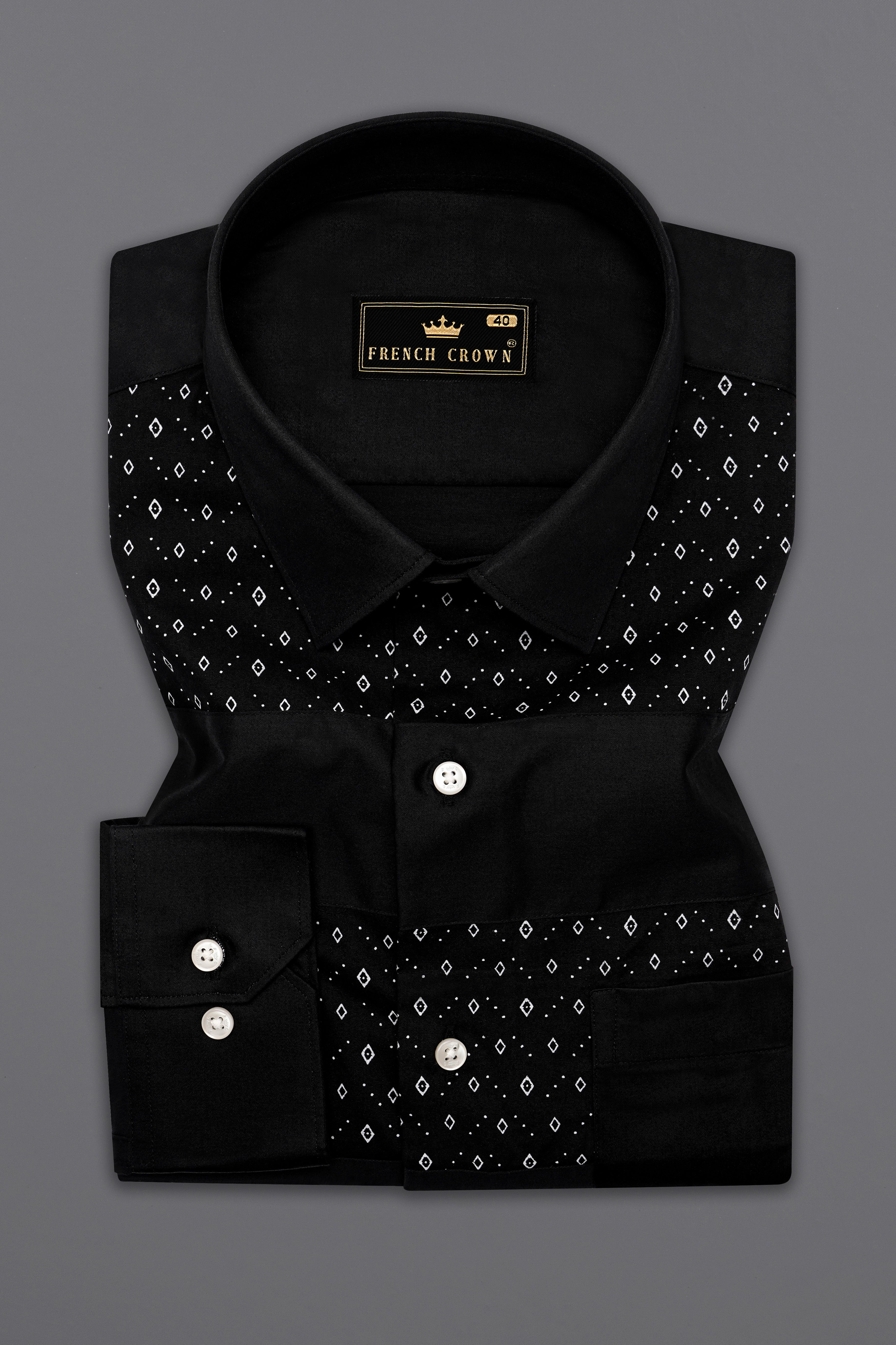 Jade Black and White Printed Super Soft Premium Cotton Designer Shirt