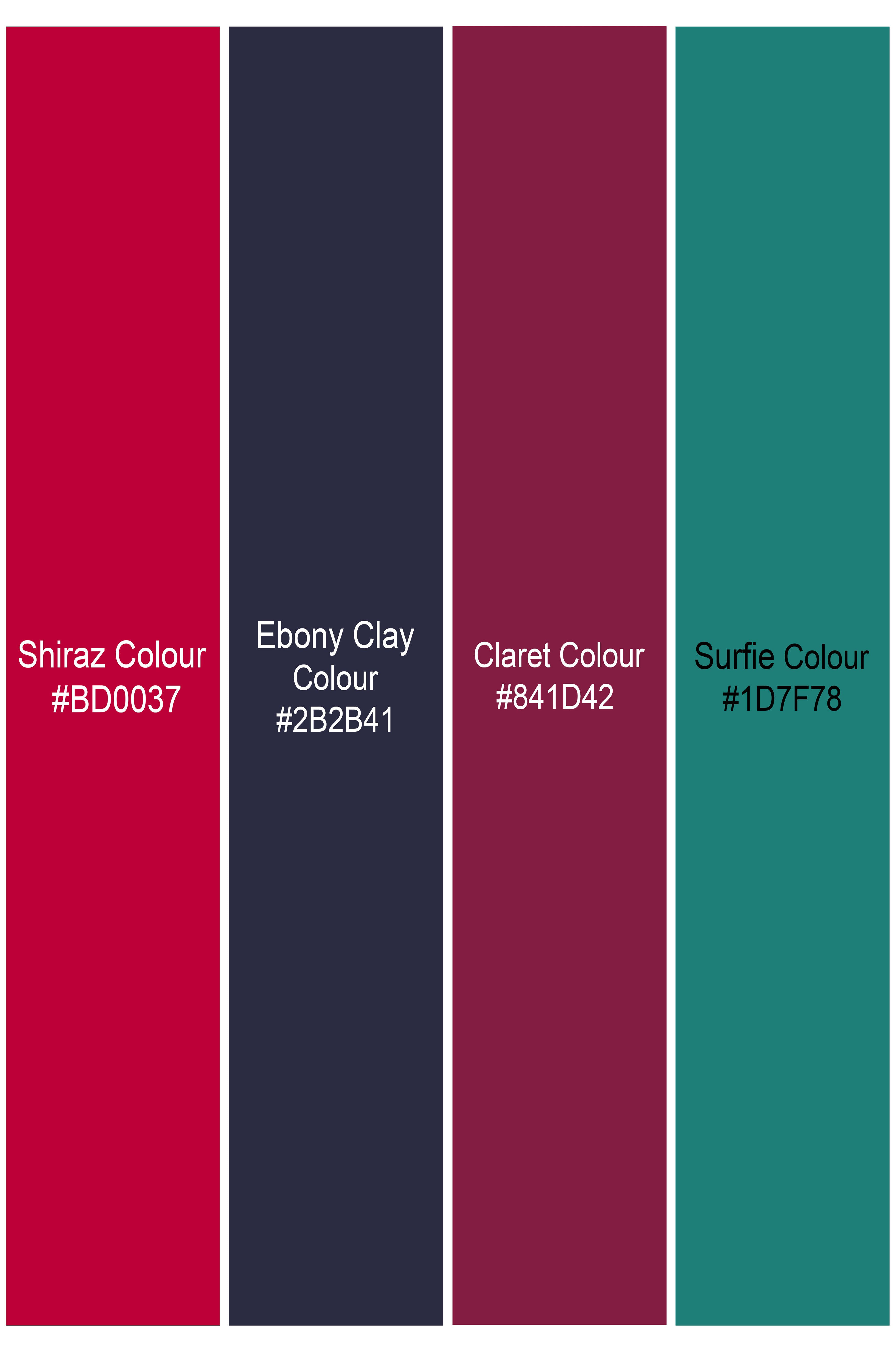 Shiraz Red and Ebony Clay Blue Twill Checkered Premium Cotton Shirt