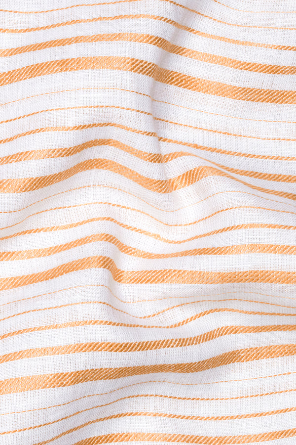 Rajah Orange and White Striped Luxurious Linen Shirt