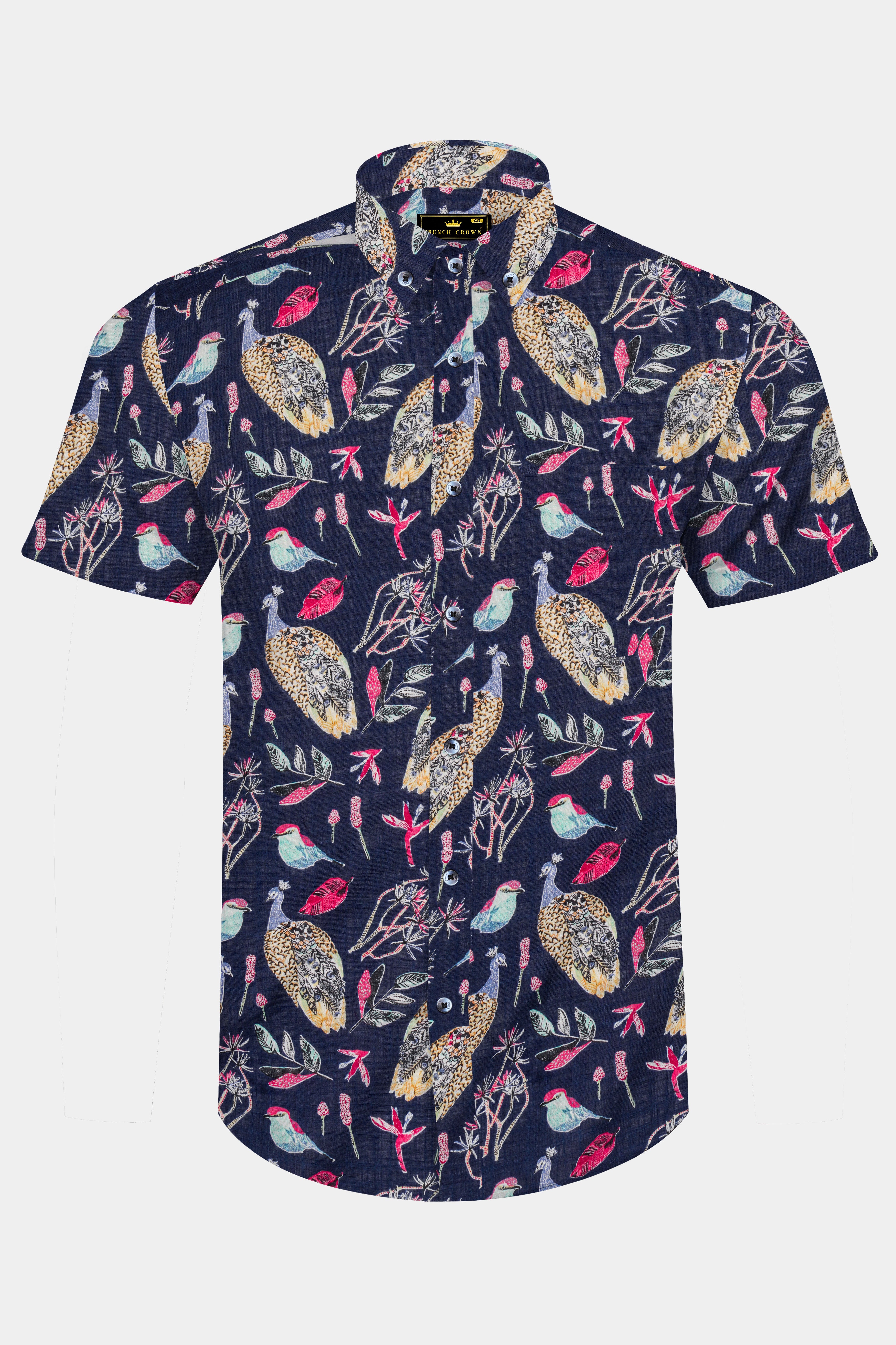 Haiti Blue Peacock Printed Lightweight Premium Cotton Oversized Shirt