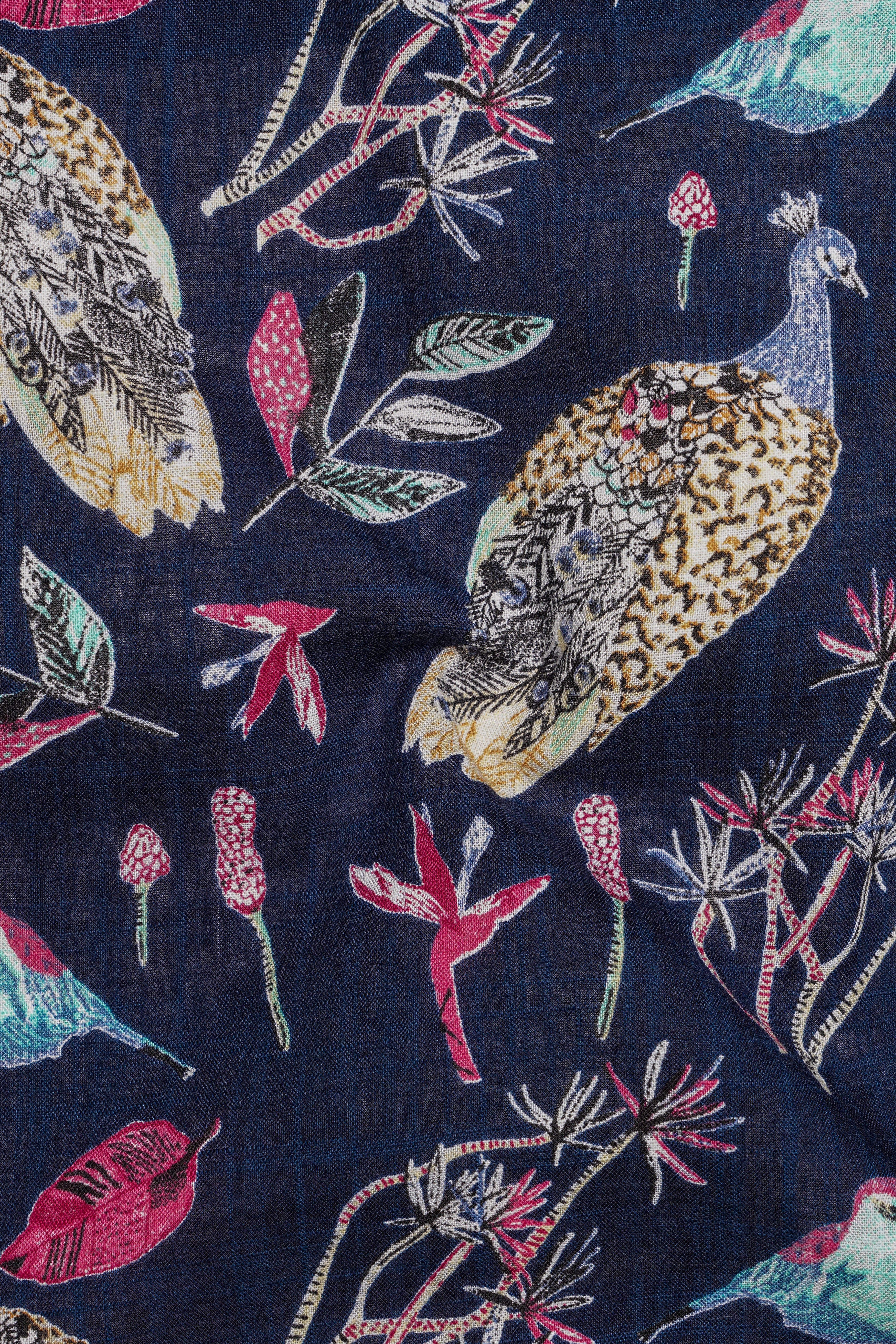 Haiti Blue Peacock Printed Lightweight Premium Cotton Oversized Shirt