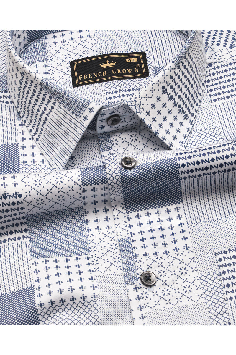 WSS Patterned Cotton Light Blue Shirt- - Mesquite main image 0