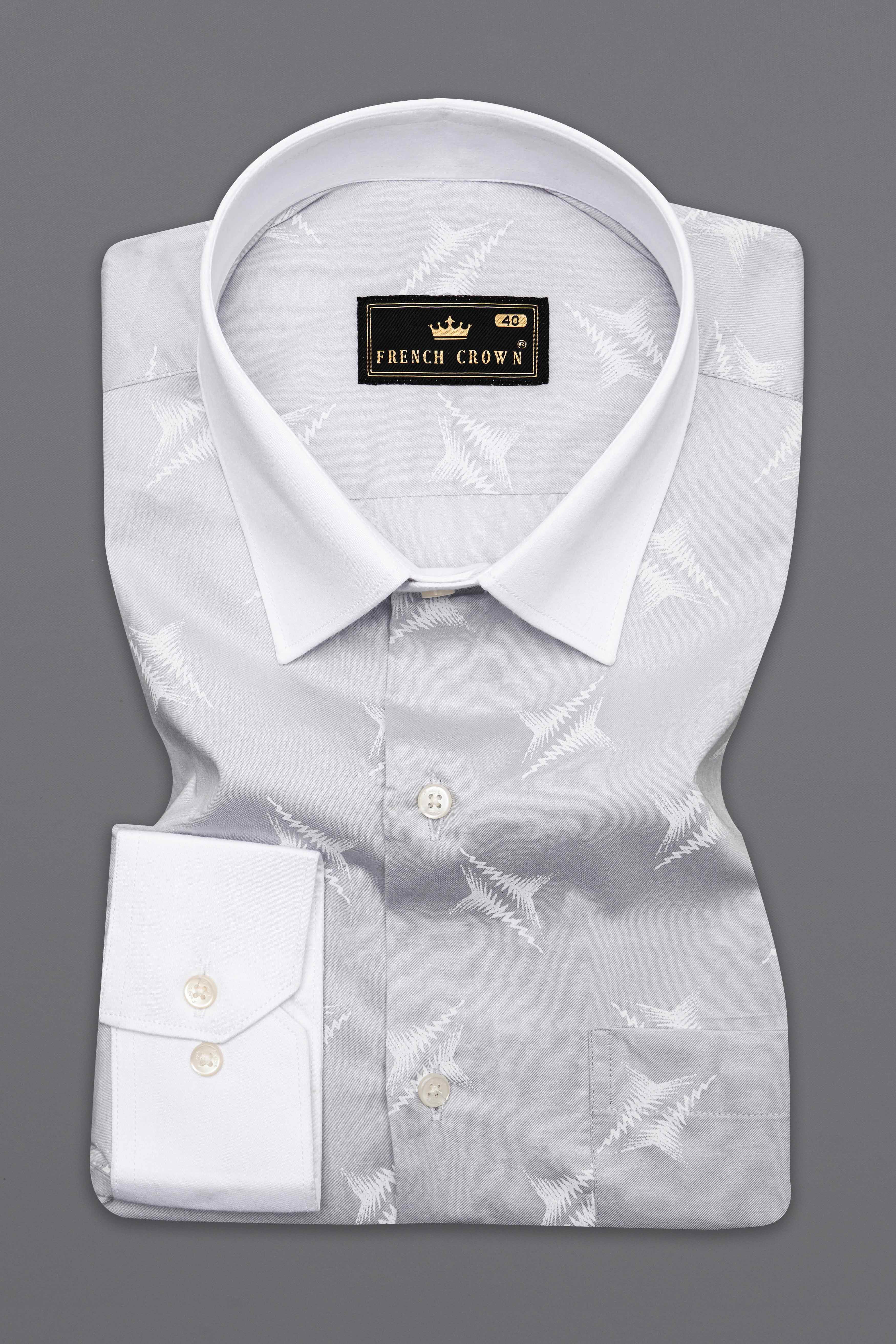 Pumice Gray and White Premium Cotton Shirt