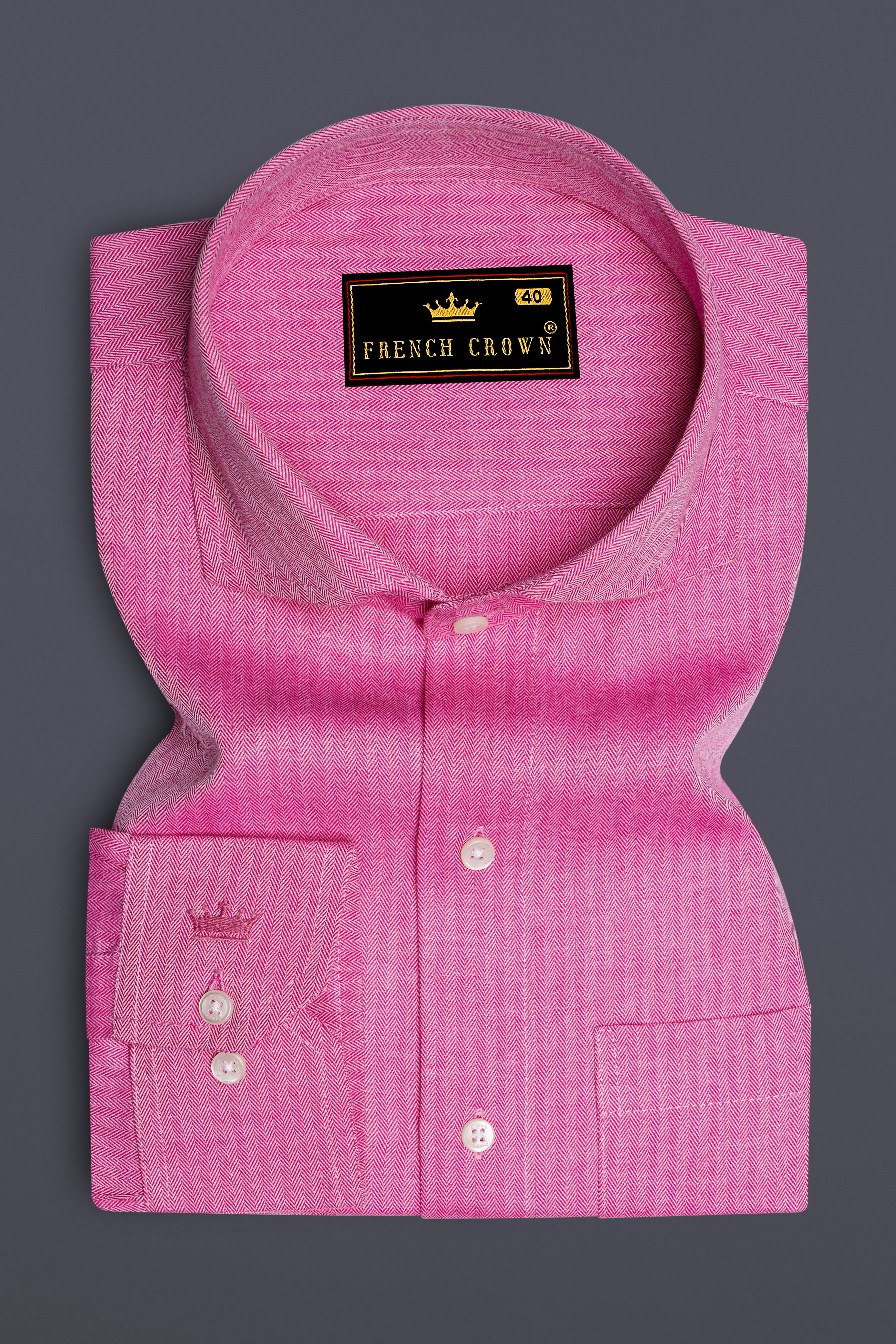 Carissma Pink Herringbone Premium Cotton Shirt
