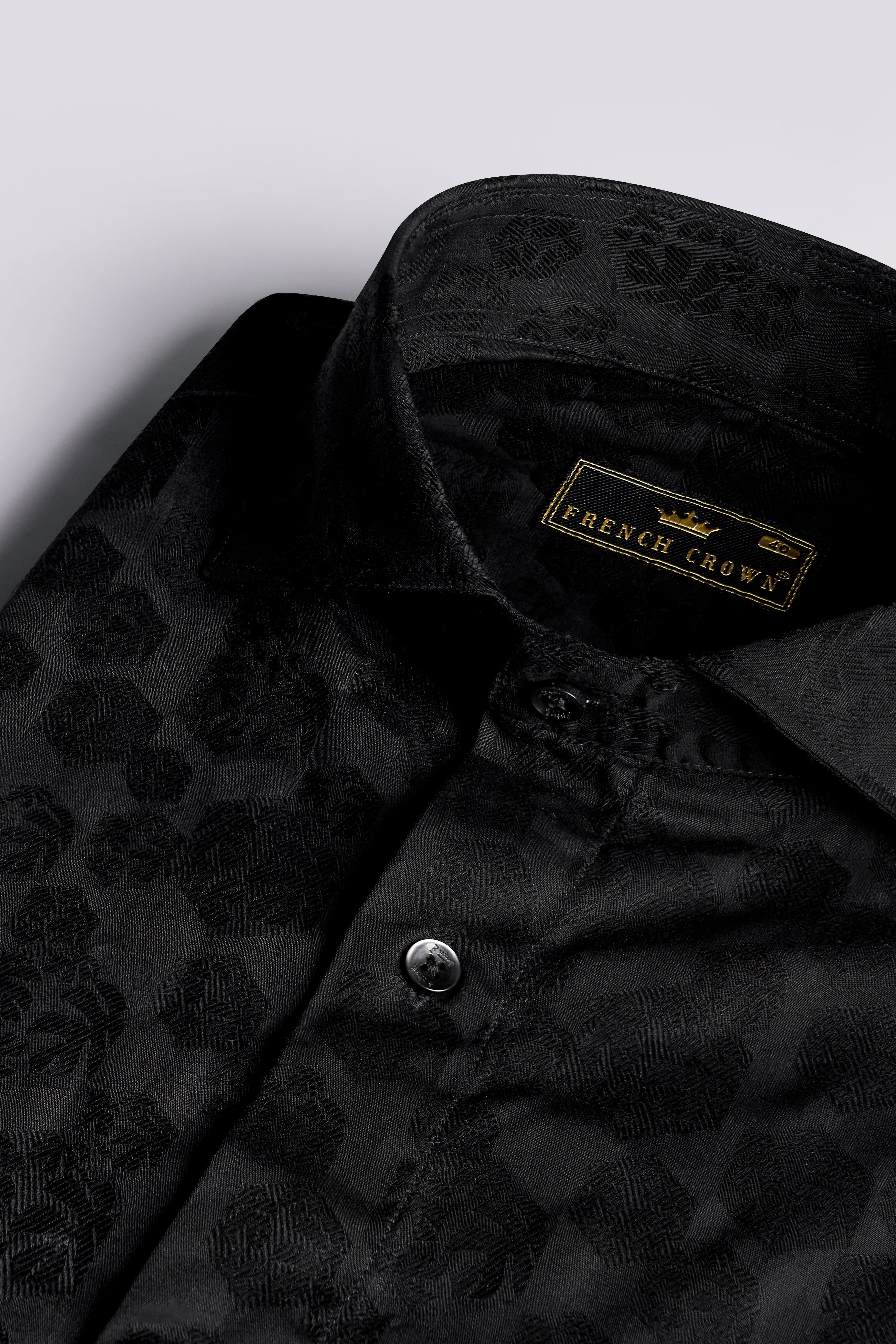 Jade Black Jacquard Textured Premium Giza Cotton Shirt