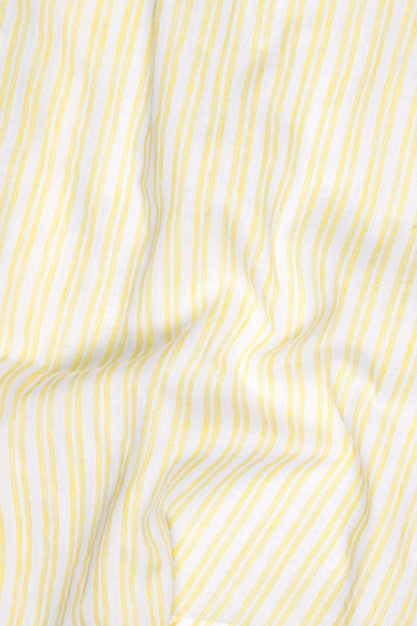 Mania Yellow and White Striped Royal Oxford Shirt