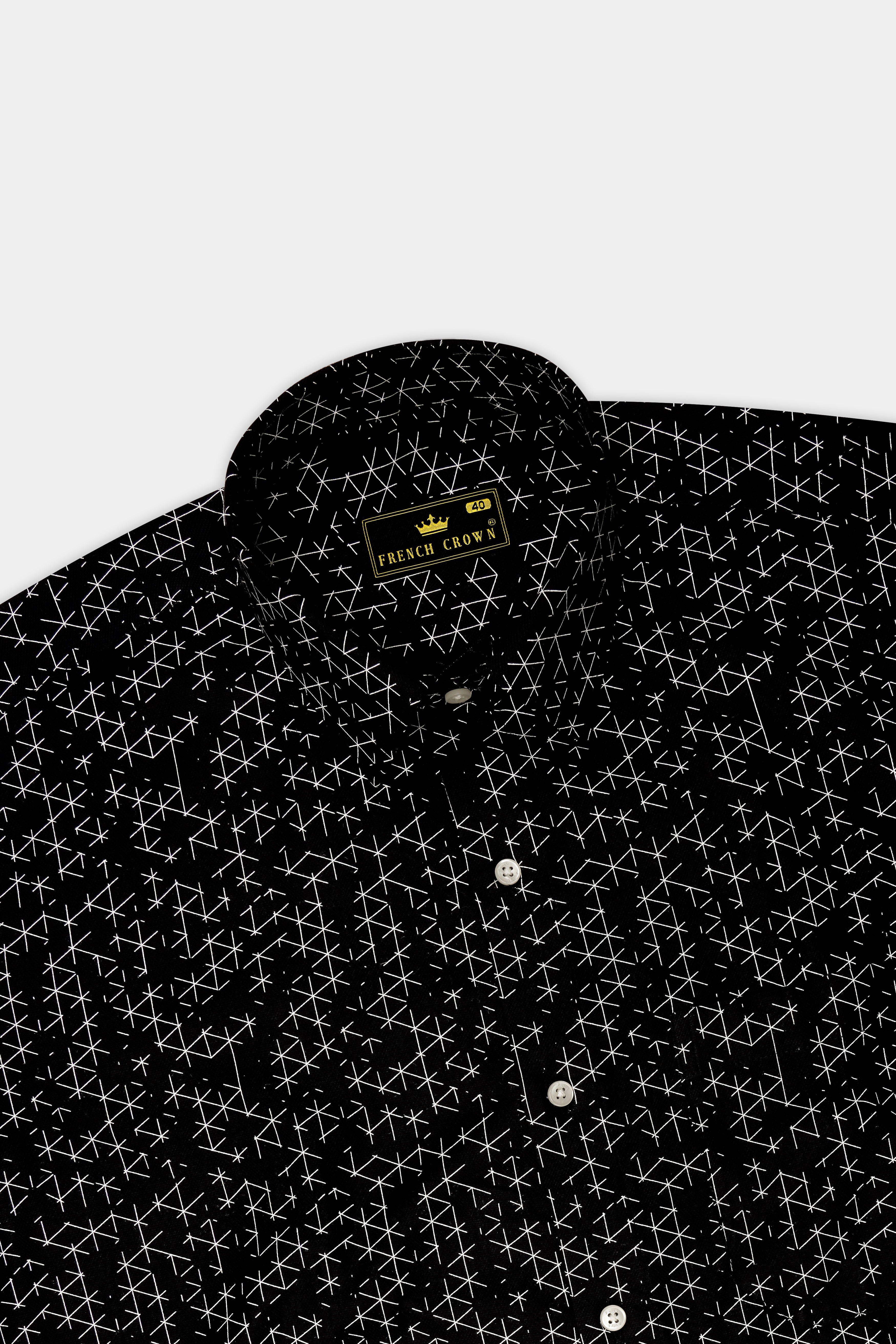 Jade Black and White Dobby Textured Premium Giza Cotton Shirt
