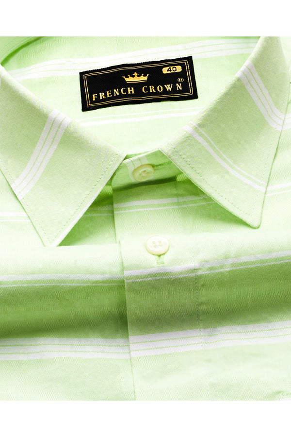 Sprout Green and White Striped Royal Oxford Shirt