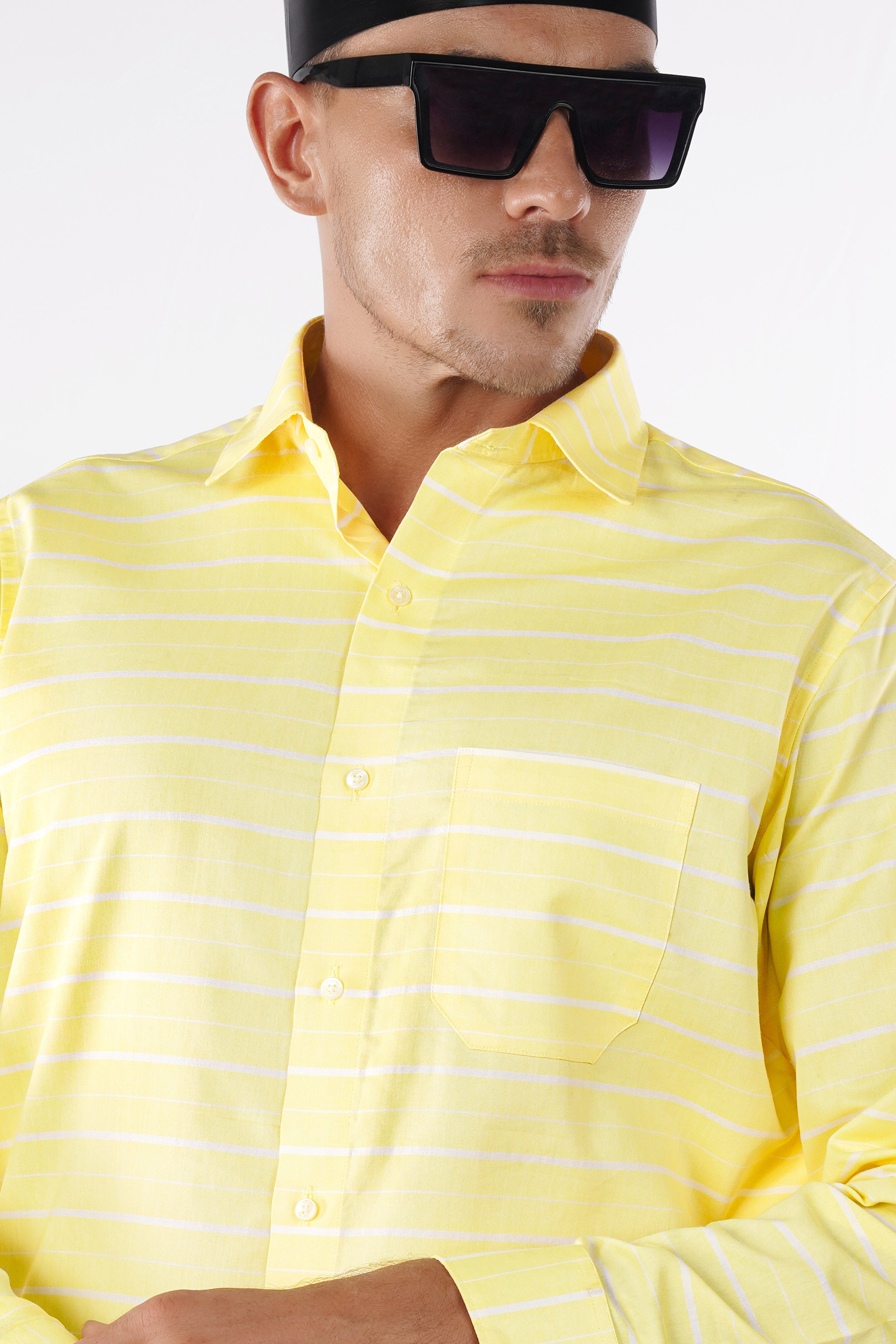 Astra Yellow and White Striped Royal Oxford Shirt