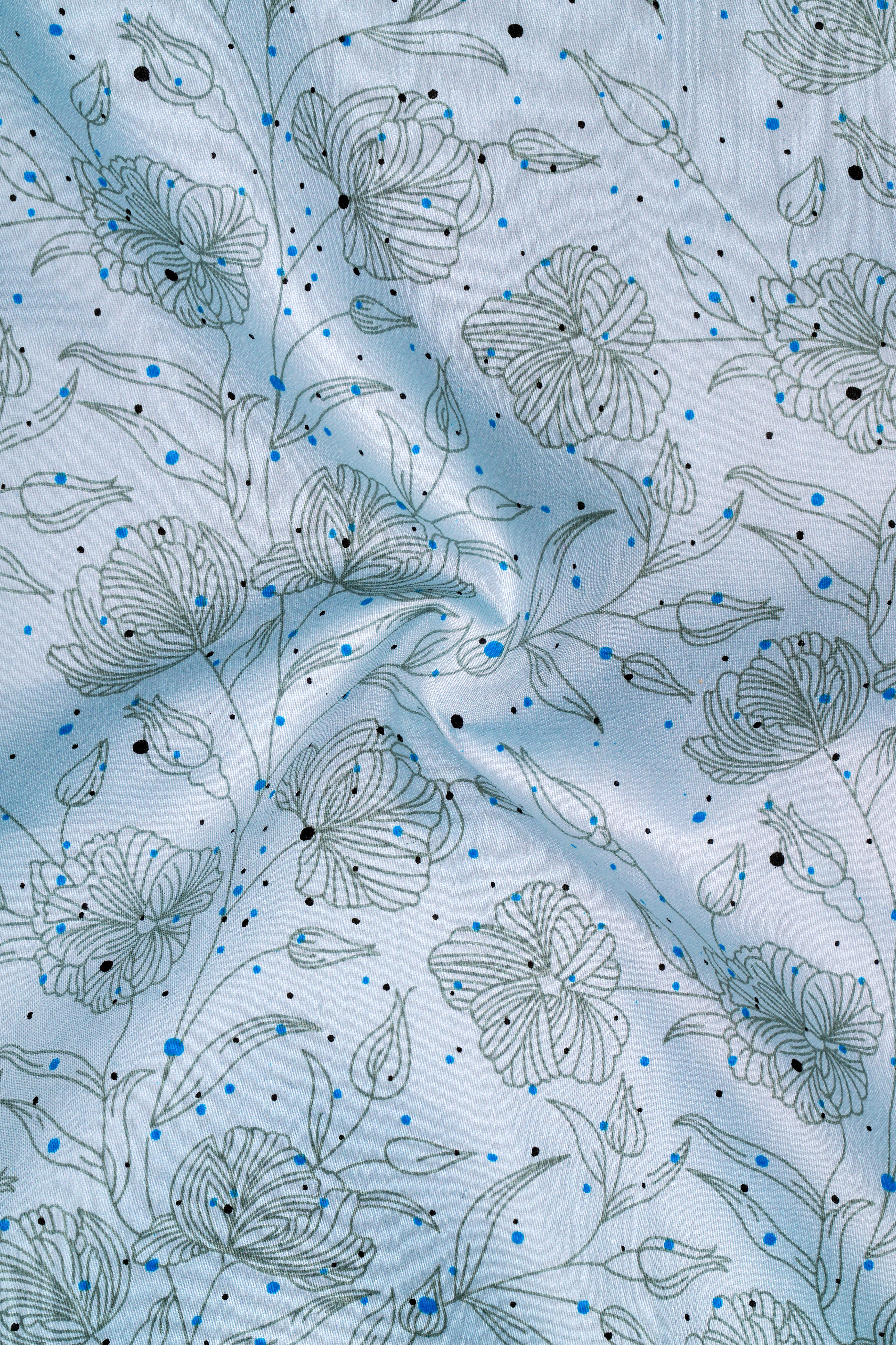 Blizzard Blue Floral Printed Super Soft Premium Cotton Shirt