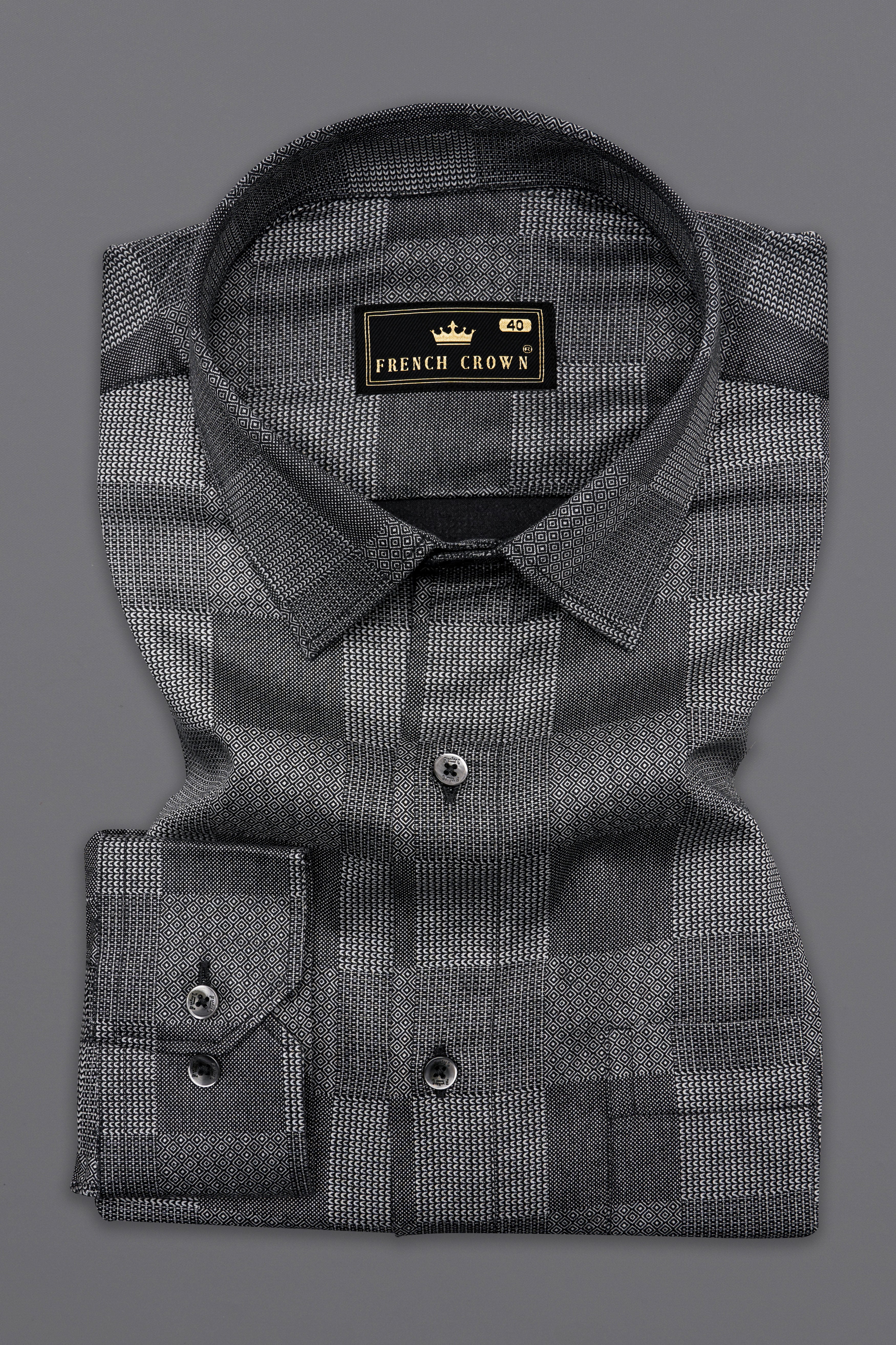 Vampire and Swan Gray Square Printed Super Soft Premium Cotton Shirt 10137-BLK-38, 10137-BLK-H-38, 10137-BLK-39, 10137-BLK-H-39, 10137-BLK-40, 10137-BLK-H-40, 10137-BLK-42, 10137-BLK-H-42, 10137-BLK-44, 10137-BLK-H-44, 10137-BLK-46, 10137-BLK-H-46, 10137-BLK-48, 10137-BLK-H-48, 10137-BLK-50, 10137-BLK-H-50, 10137-BLK-52, 10137-BLK-H-52