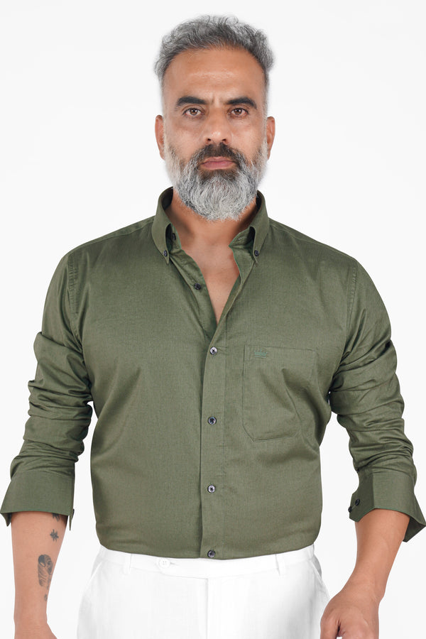 Liver Green Dobby Textured Premium Giza Cotton Shirt