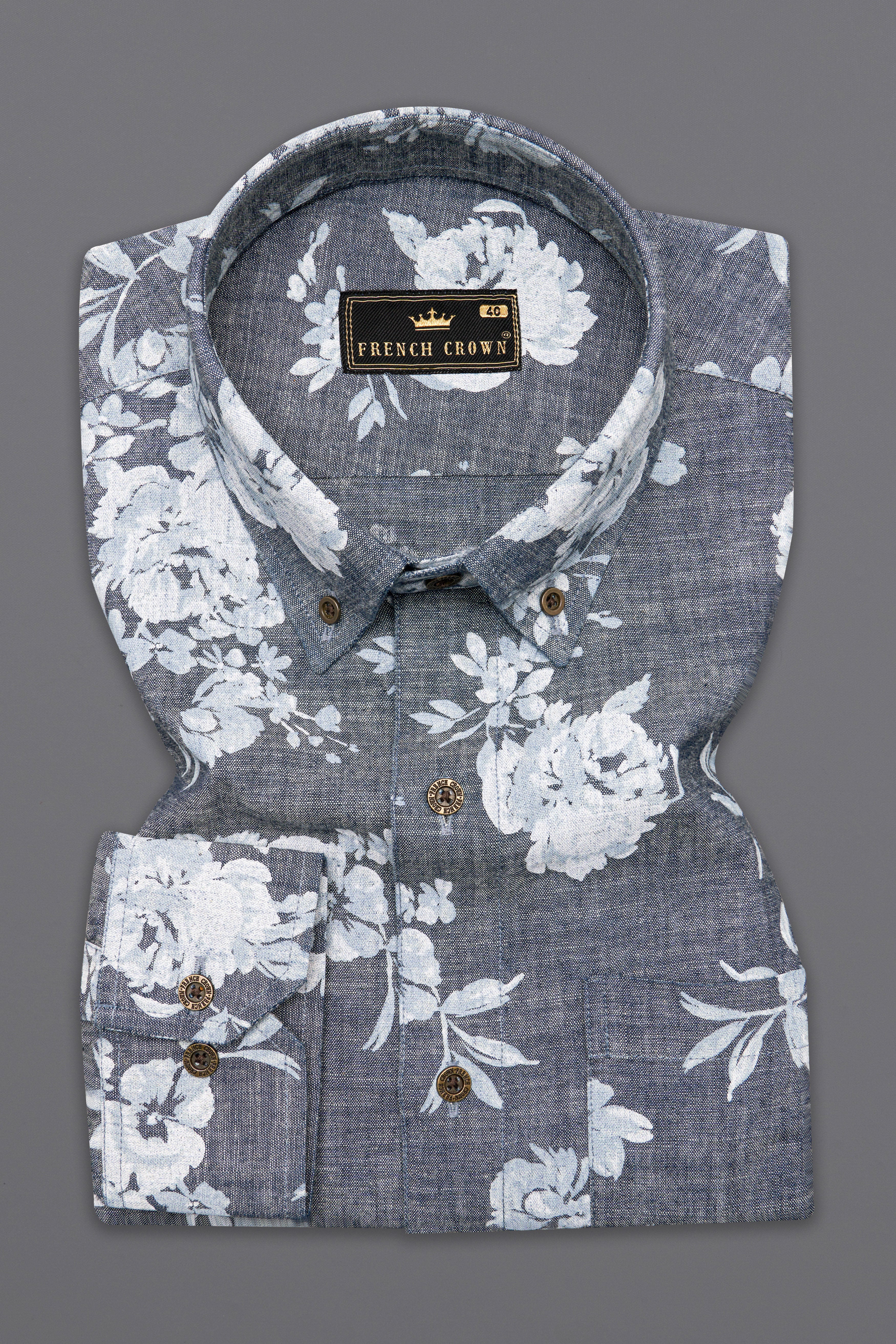 Nevada with Languid Gray Floral Textured Denim Shirt 10146-BD-MB-38, 10146-BD-MB-H-38, 10146-BD-MB-39, 10146-BD-MB-H-39, 10146-BD-MB-40, 10146-BD-MB-H-40, 10146-BD-MB-42, 10146-BD-MB-H-42, 10146-BD-MB-44, 10146-BD-MB-H-44, 10146-BD-MB-46, 10146-BD-MB-H-46, 10146-BD-MB-48, 10146-BD-MB-H-48, 10146-BD-MB-50, 10146-BD-MB-H-50, 10146-BD-MB-52, 10146-BD-MB-H-52