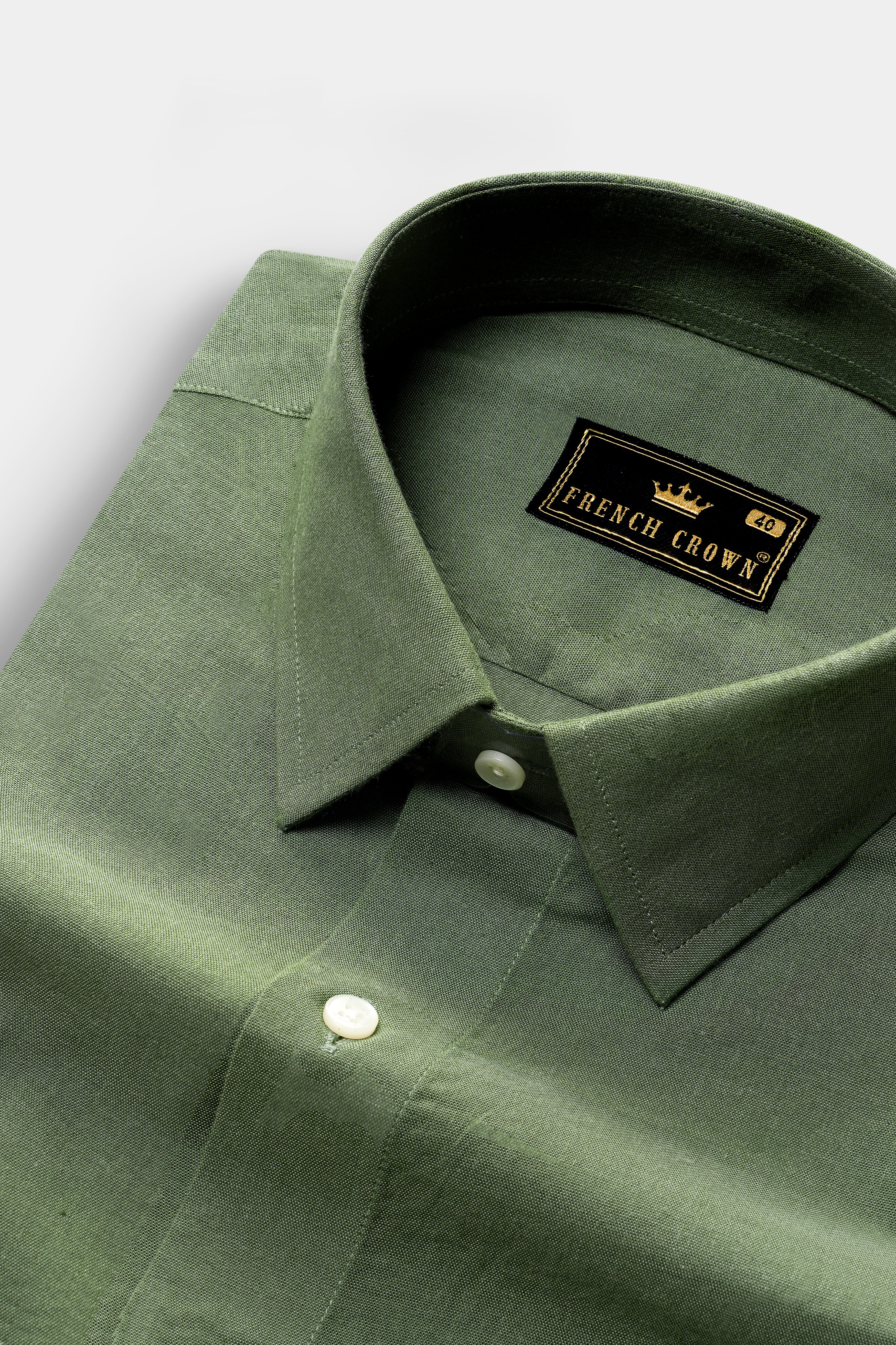 Camouflage Green Luxurious Linen Designer Shirt