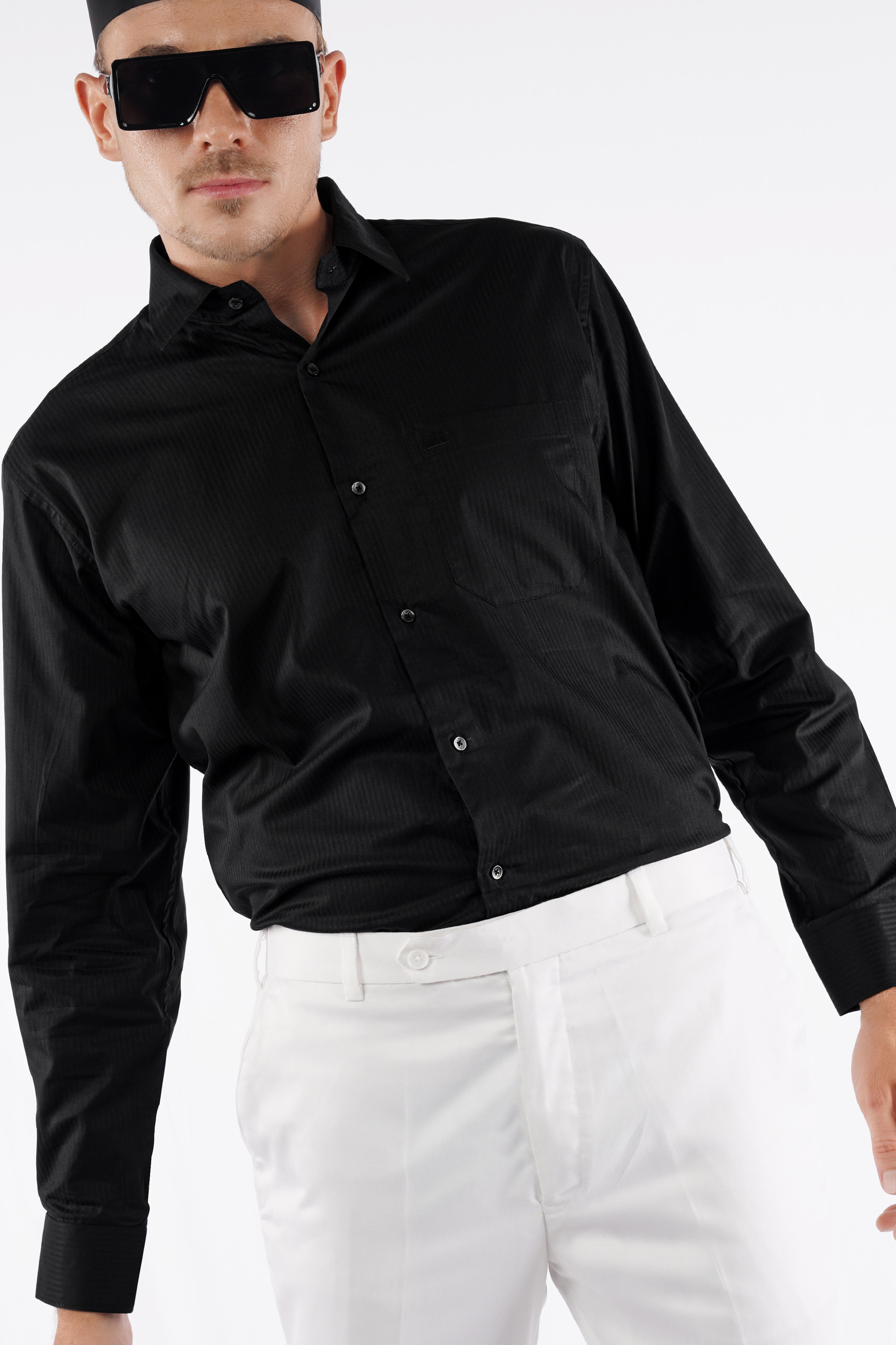 Jade Black Twill Premium Cotton Shirt
