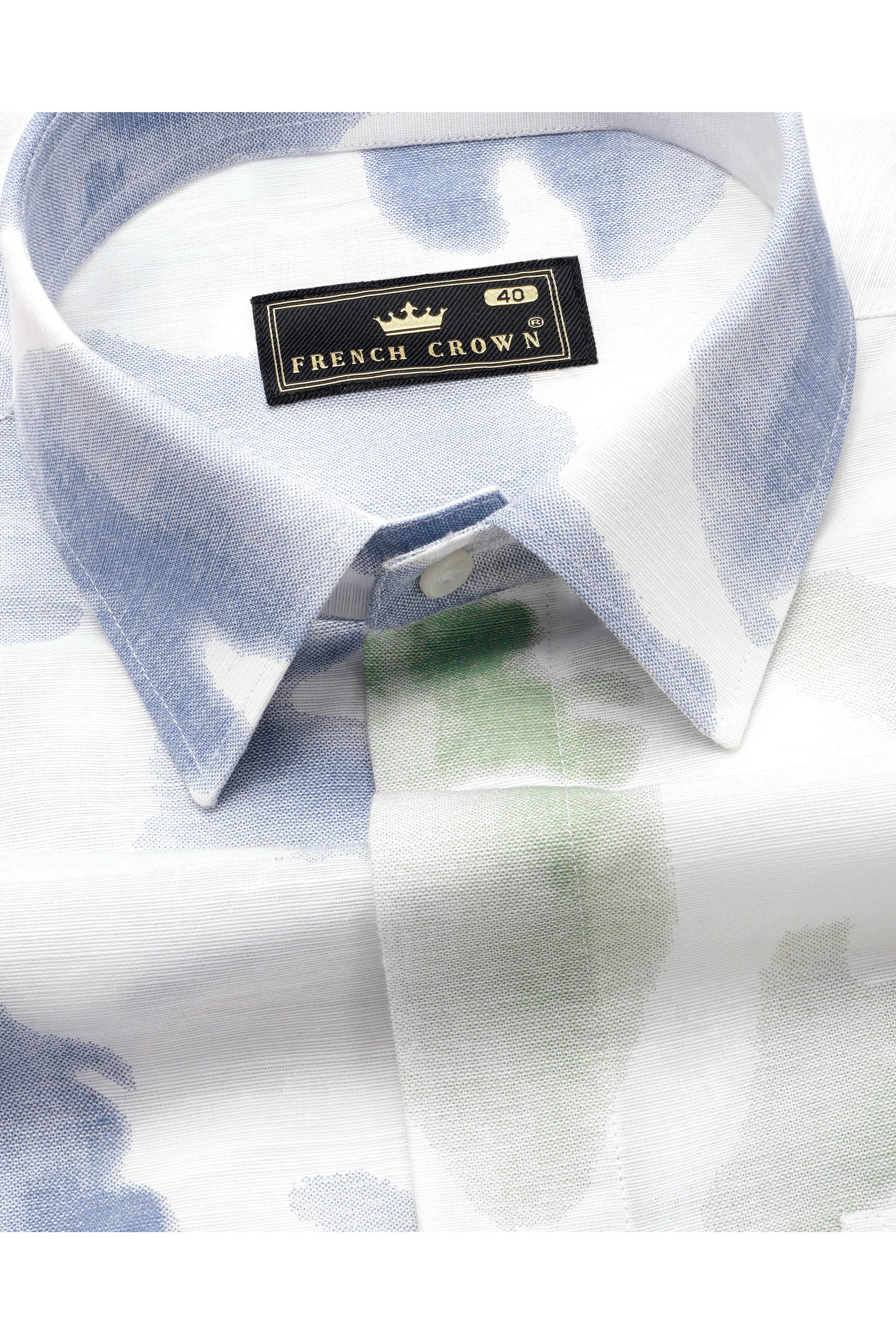 Bright White Marble Printed Luxurious Linen Designer Shirt