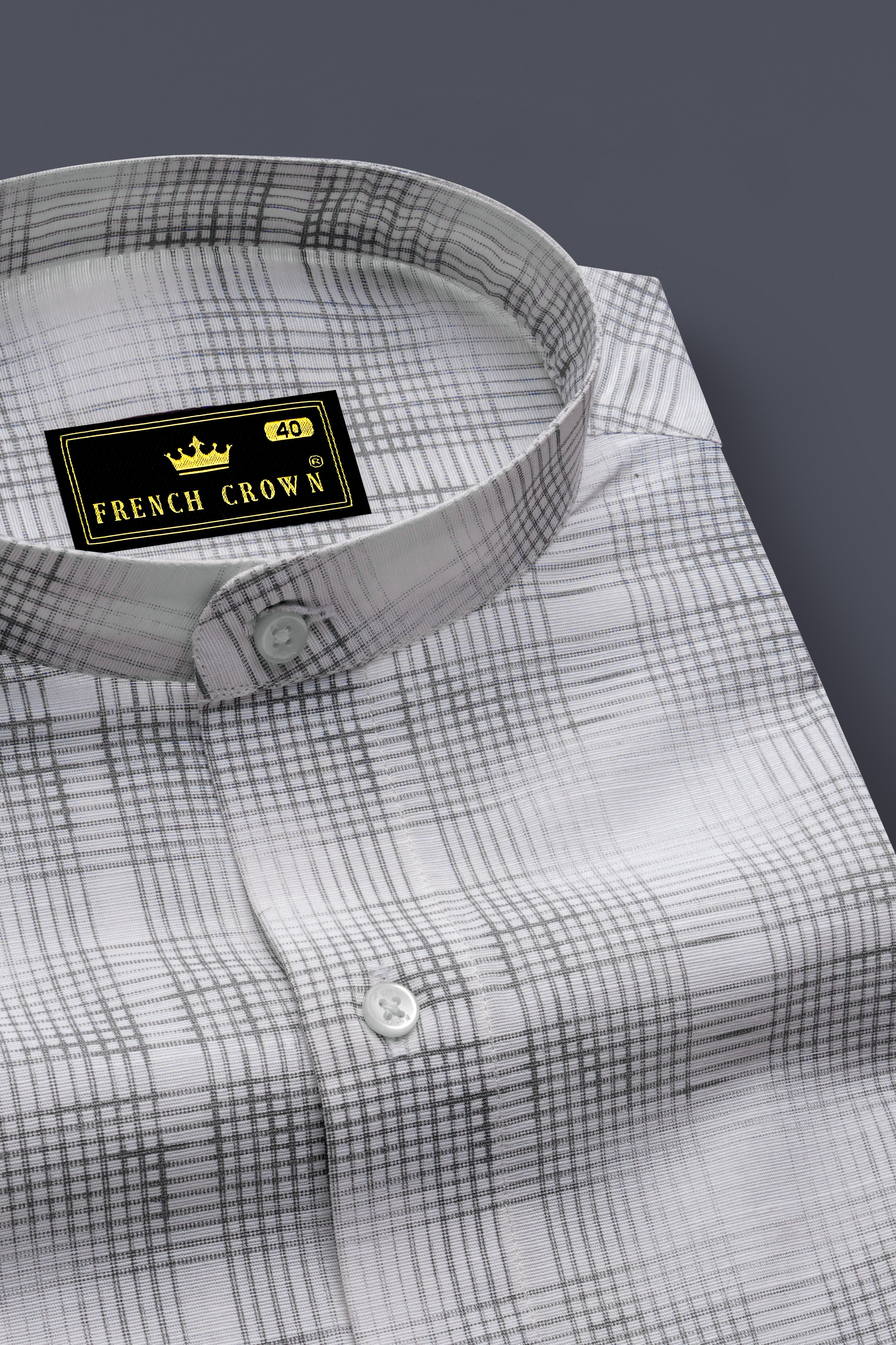 Nobel Gray and White Checkered Luxurious Linen Shirt