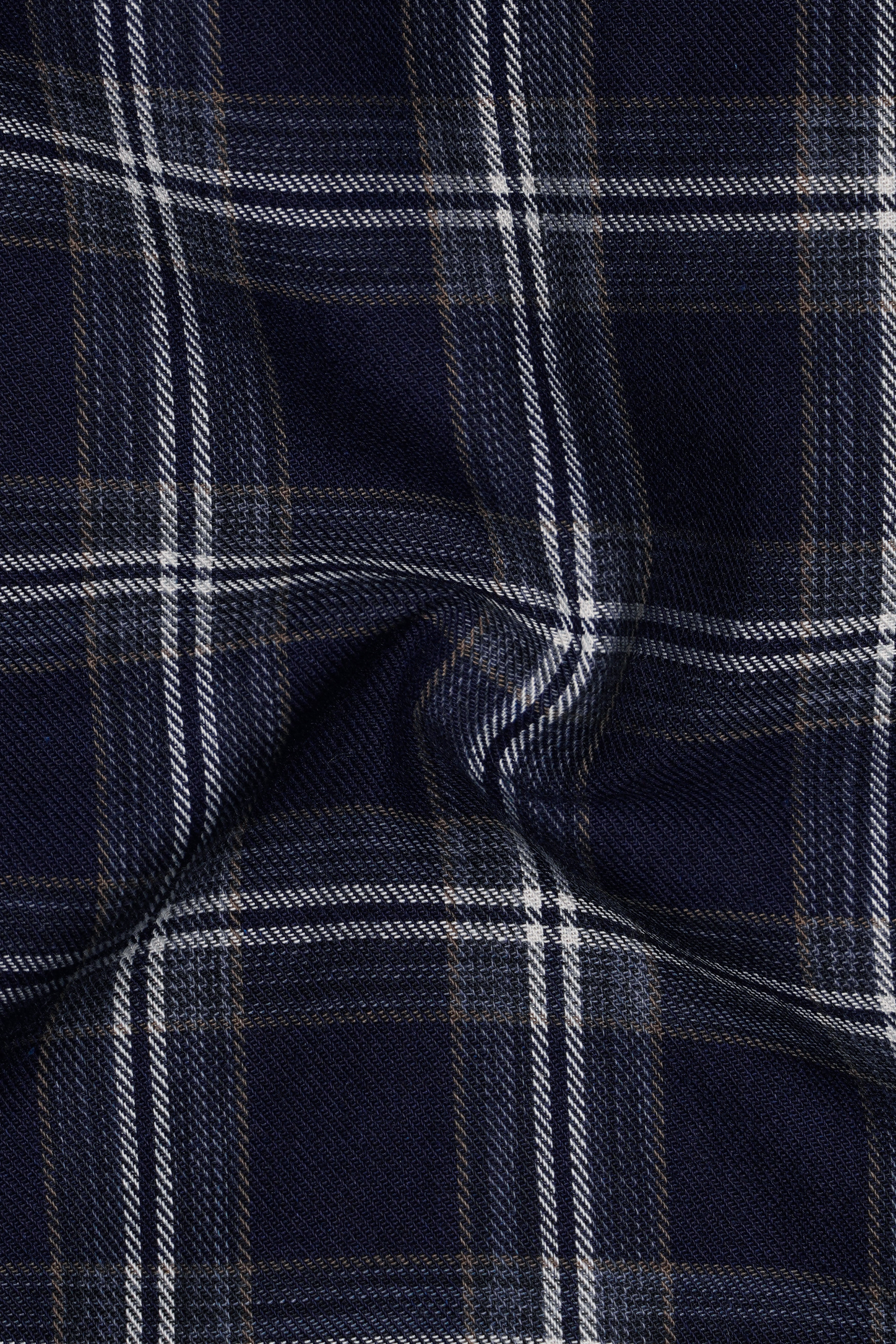 Baltic Navy Blue and White Twill Checkered Premium Cotton Shirt