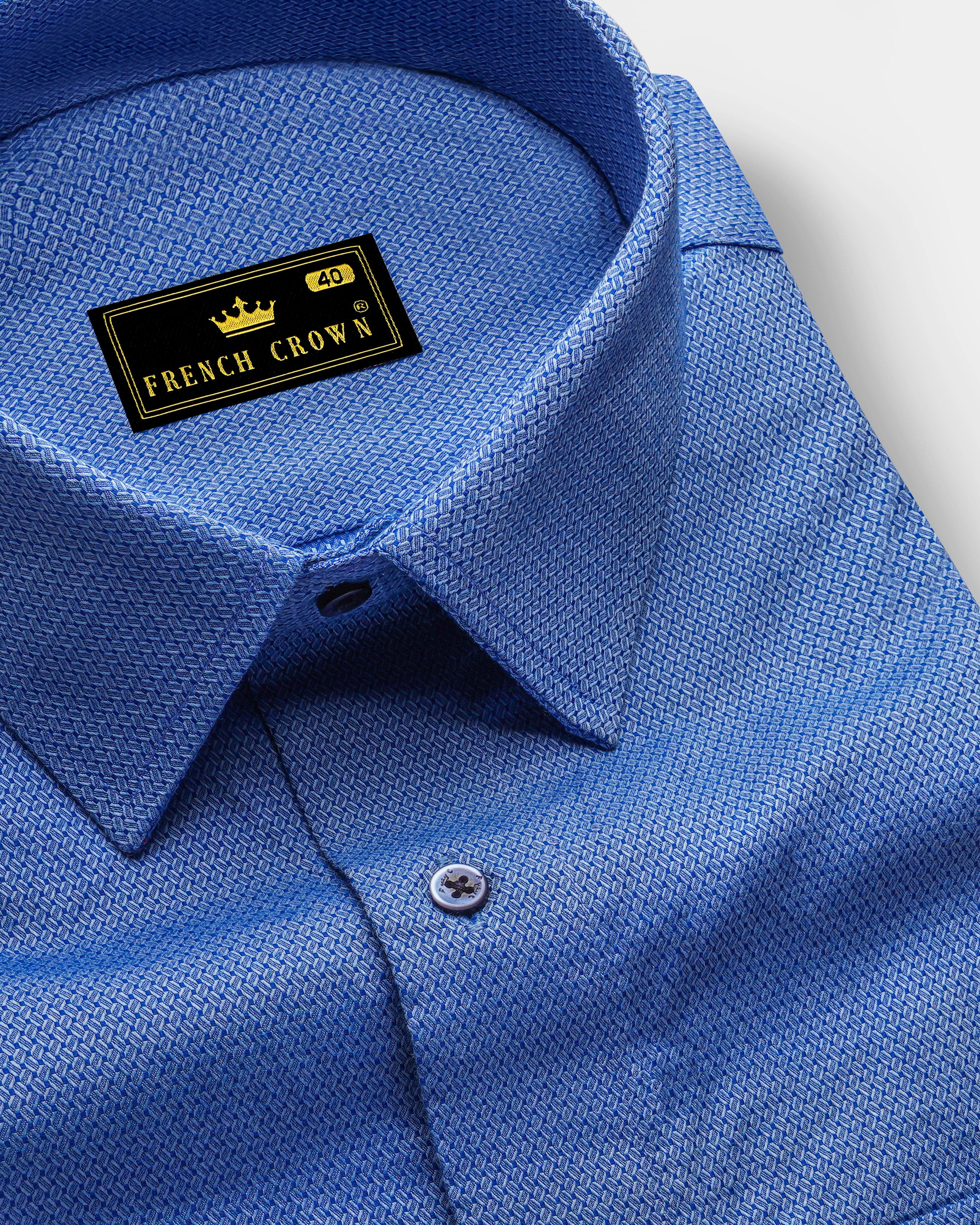 Cornflower Blue Formal/Casual Textured Premium Cotton Shirt For
