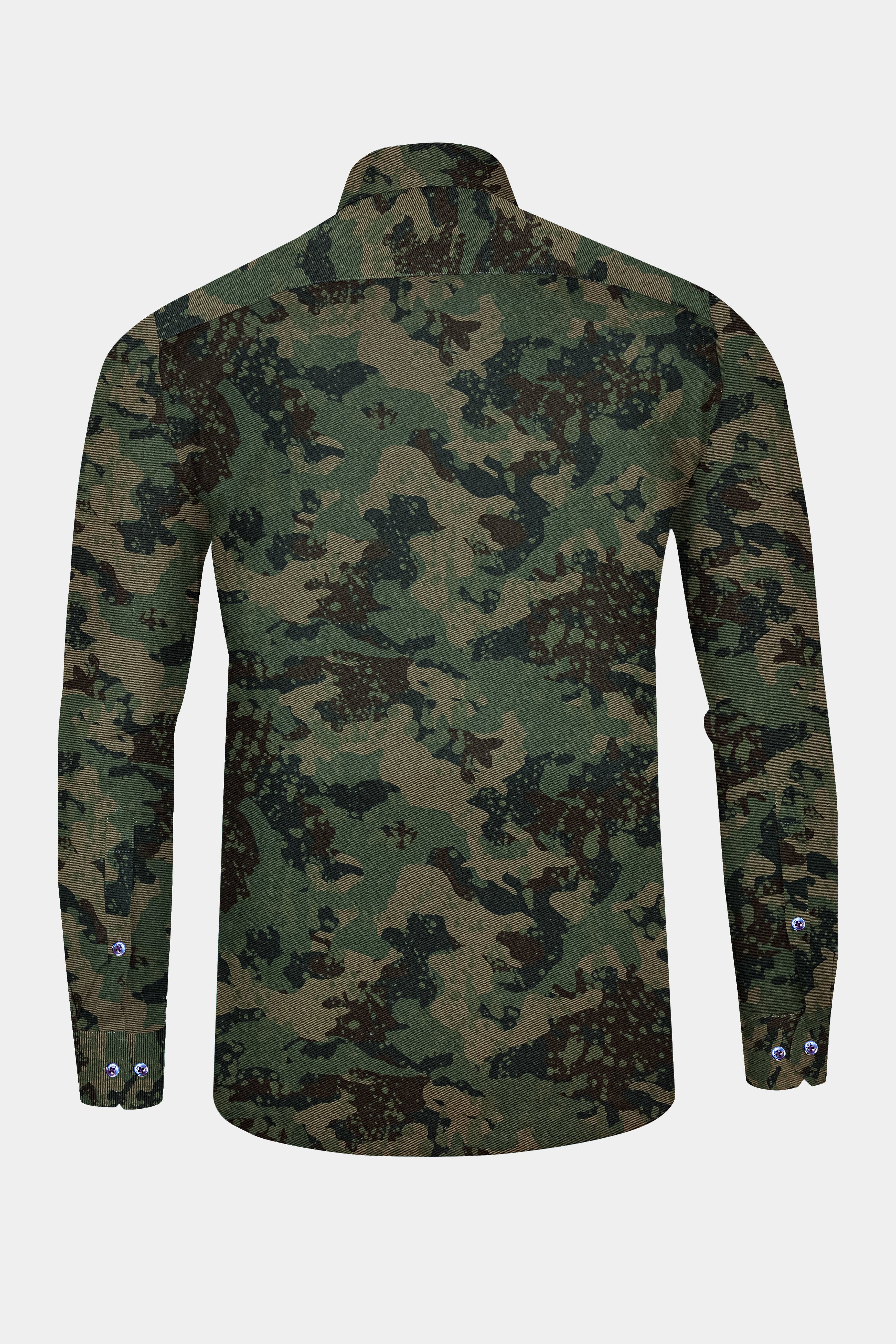 Wenge Brown with Lunar Green Camouflage Twill Premium Cotton Designer Shirt