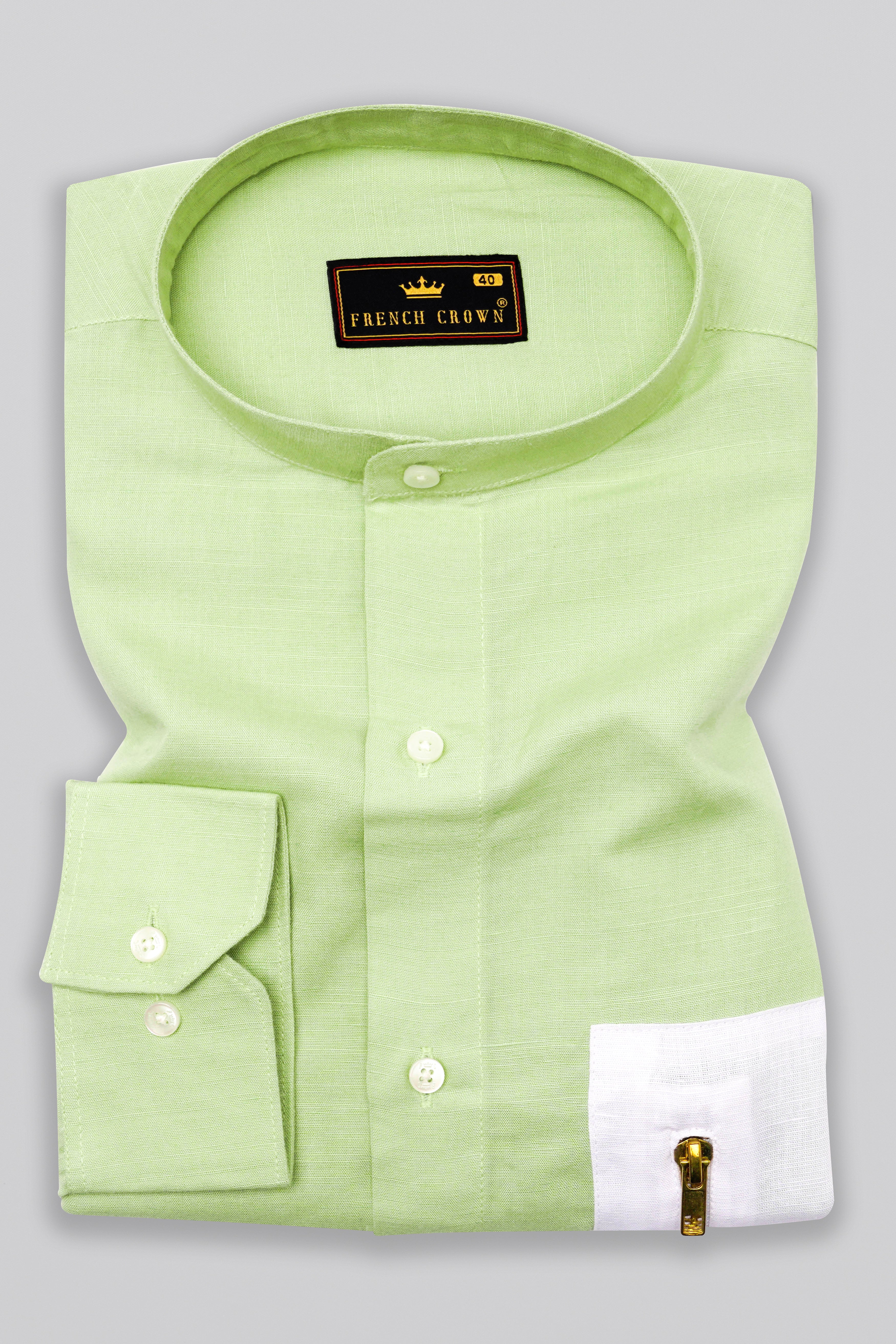 Moss Green Luxurious Linen Designer Shirt