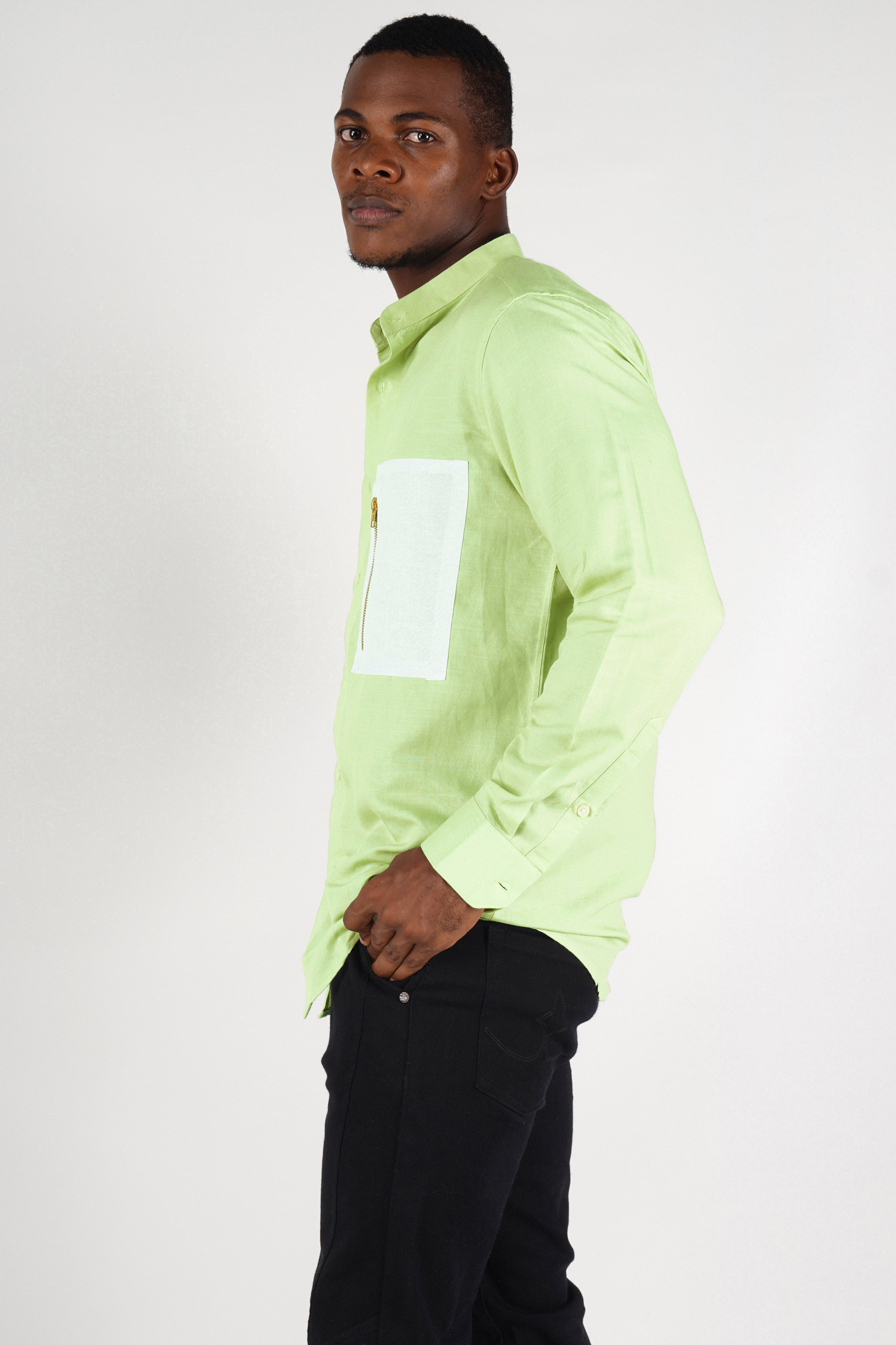Moss Green Luxurious Linen Designer Shirt
