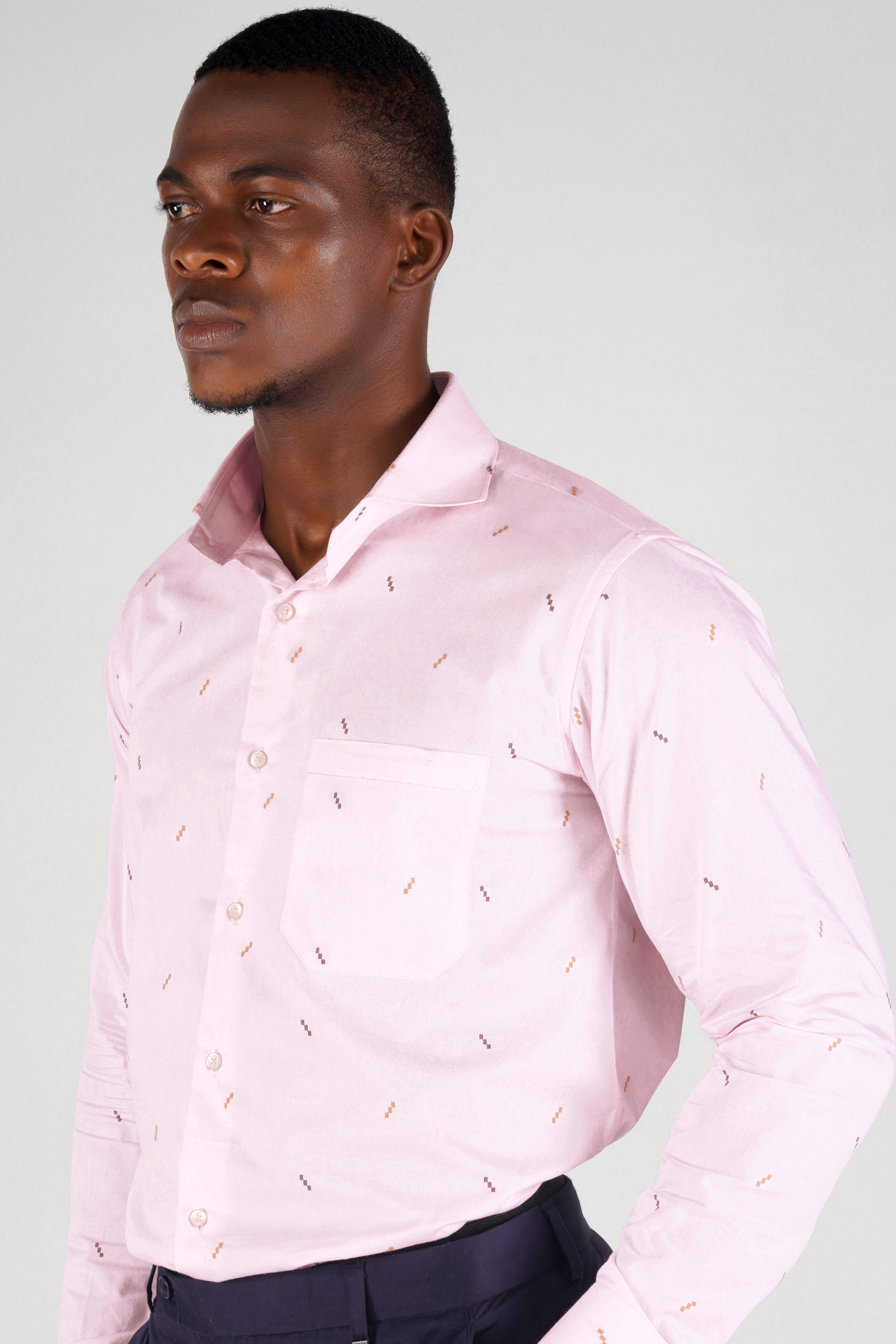 Blossom Pink Jacquard Textured Premium Giza Cotton Shirt