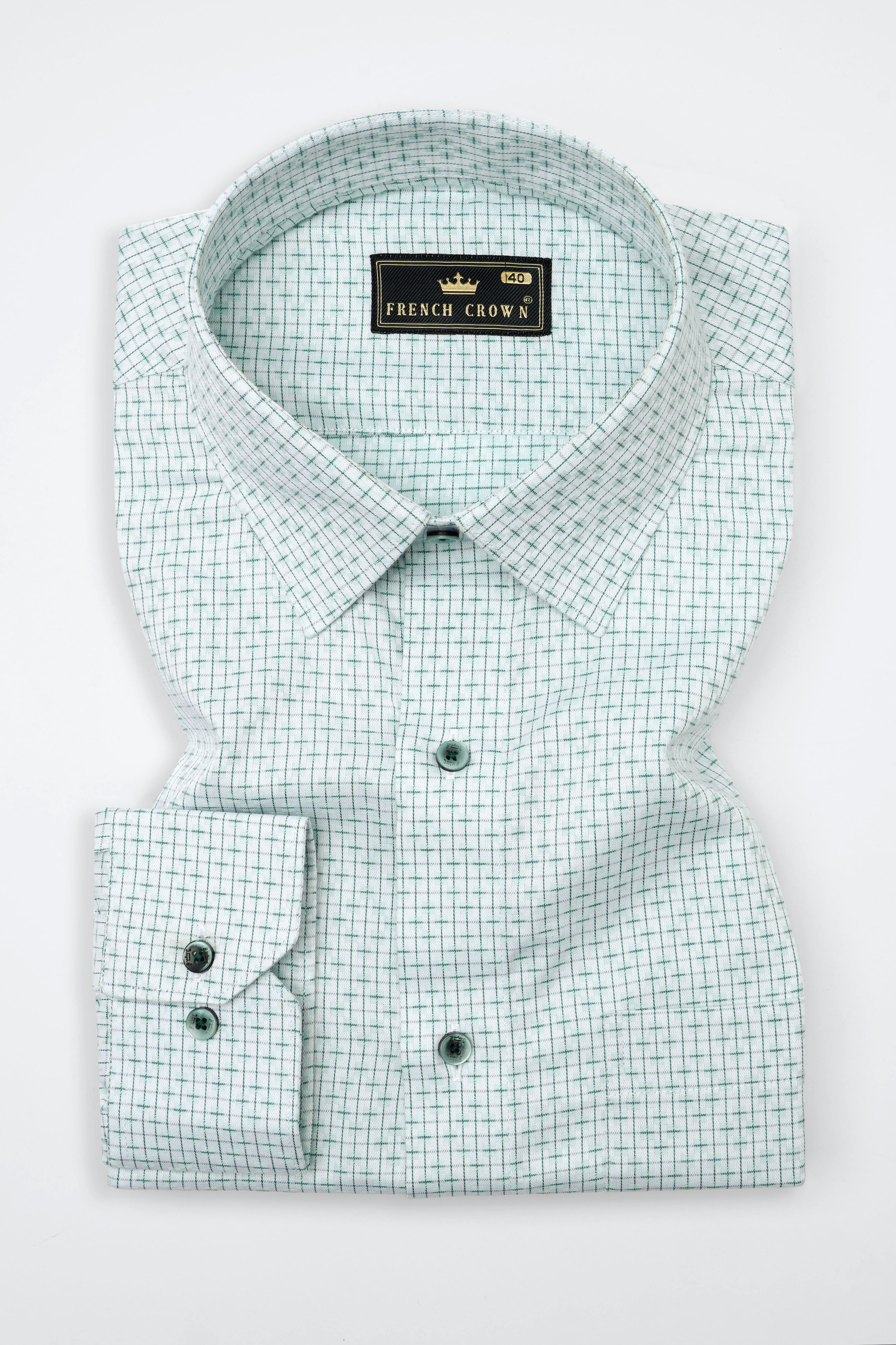 Nobel Light Green Dobby Textured Premium Giza Cotton Shirt