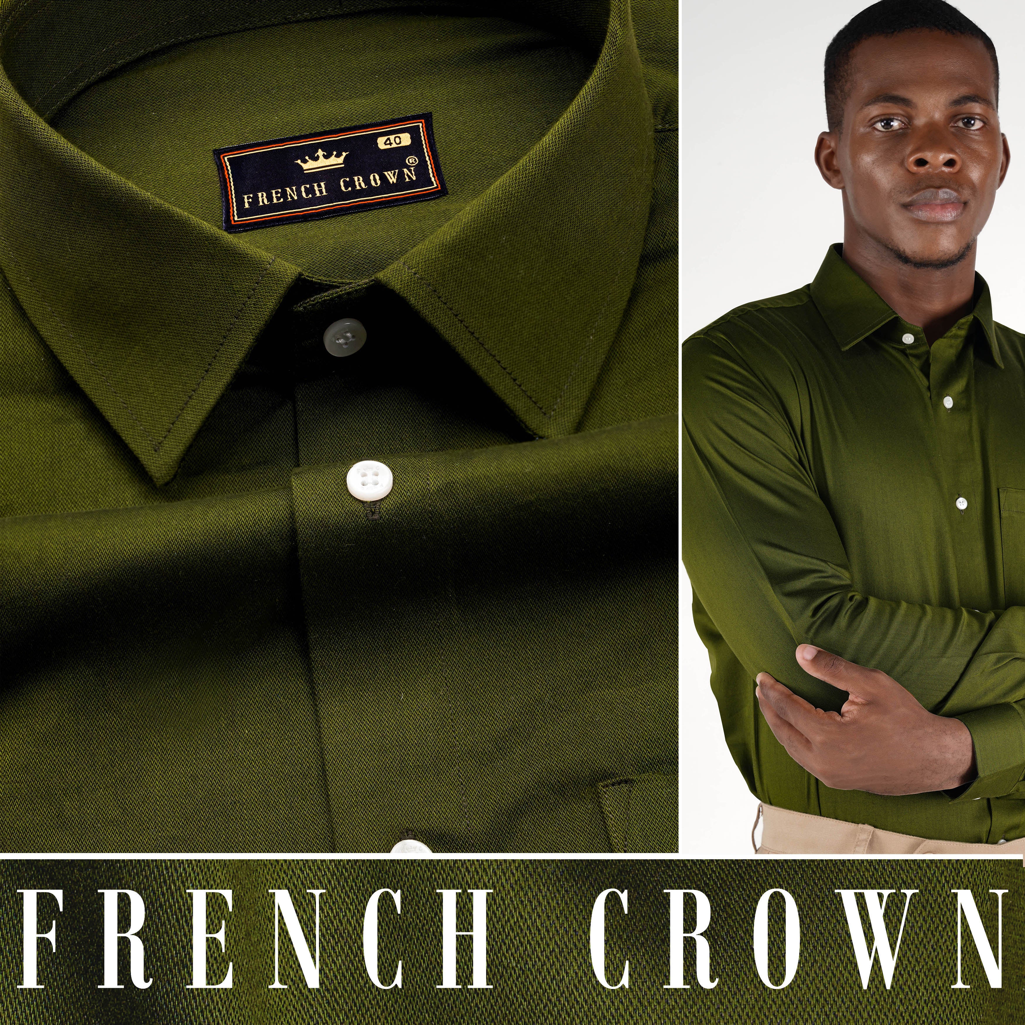 Thatch Green Two Tone Chambray Premium Cotton Shirt