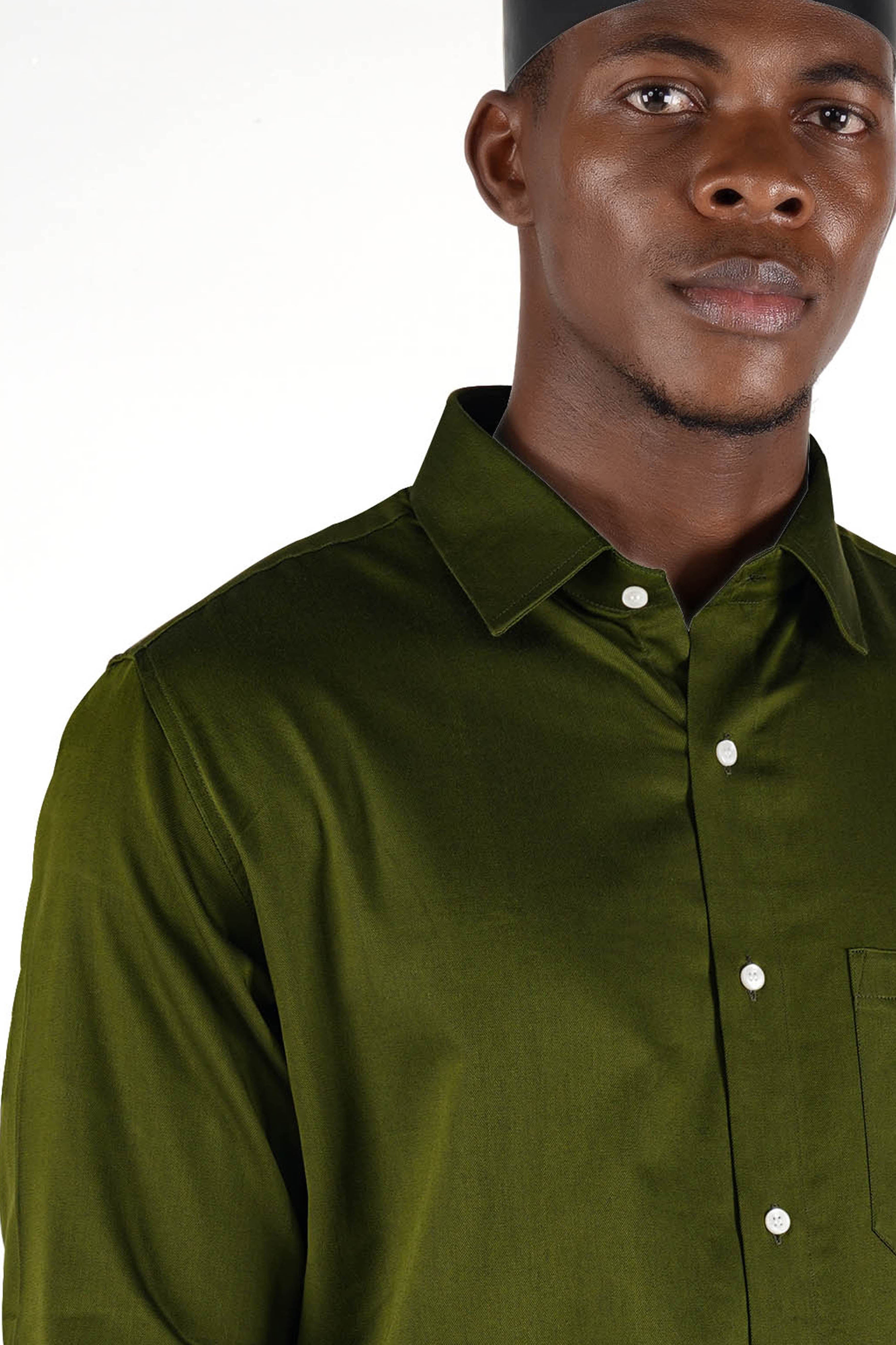 Thatch Green Two Tone Chambray Premium Cotton Shirt