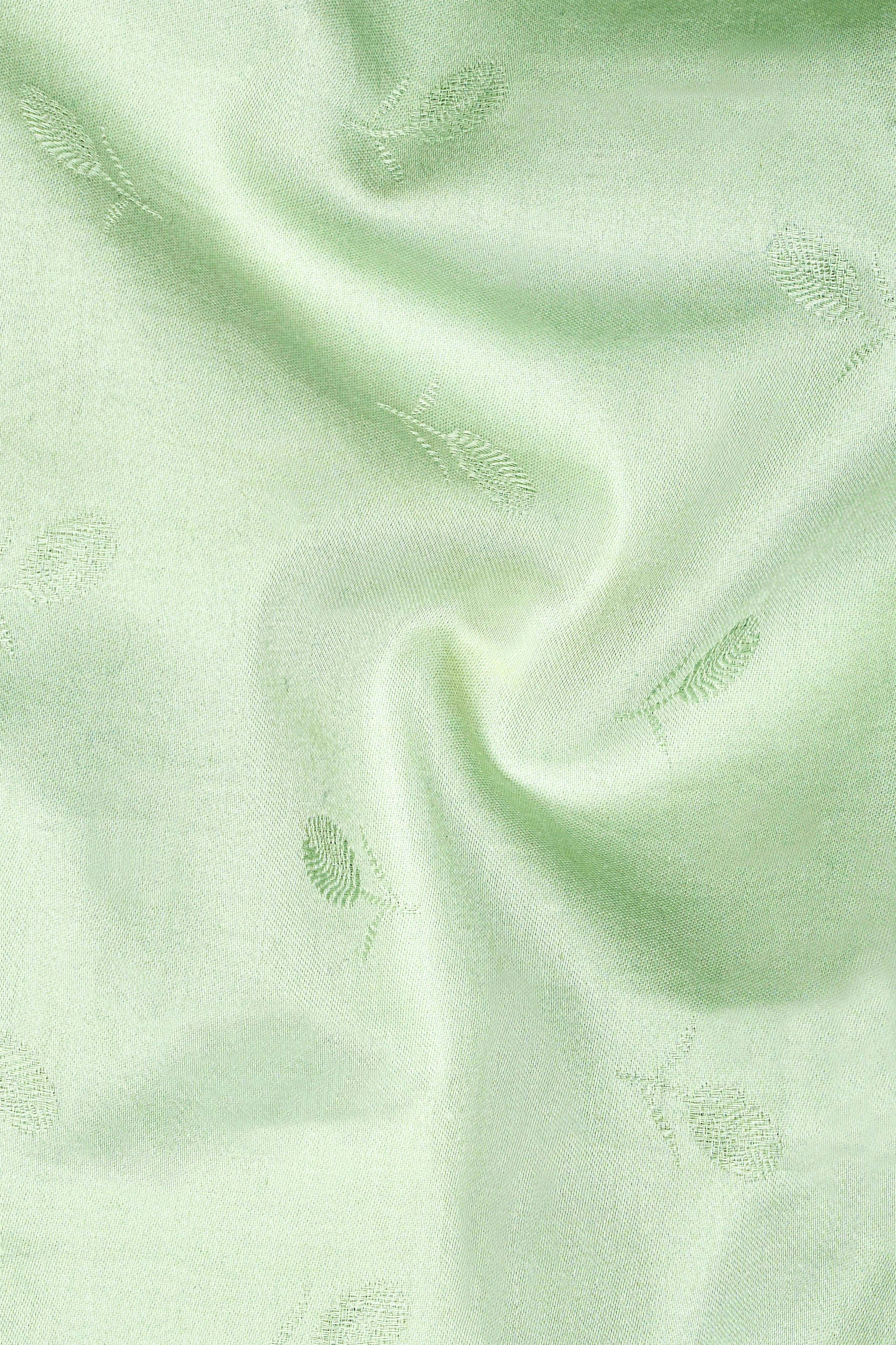 Pistachio Green Jacquard Textured Premium Giza Cotton Shirt