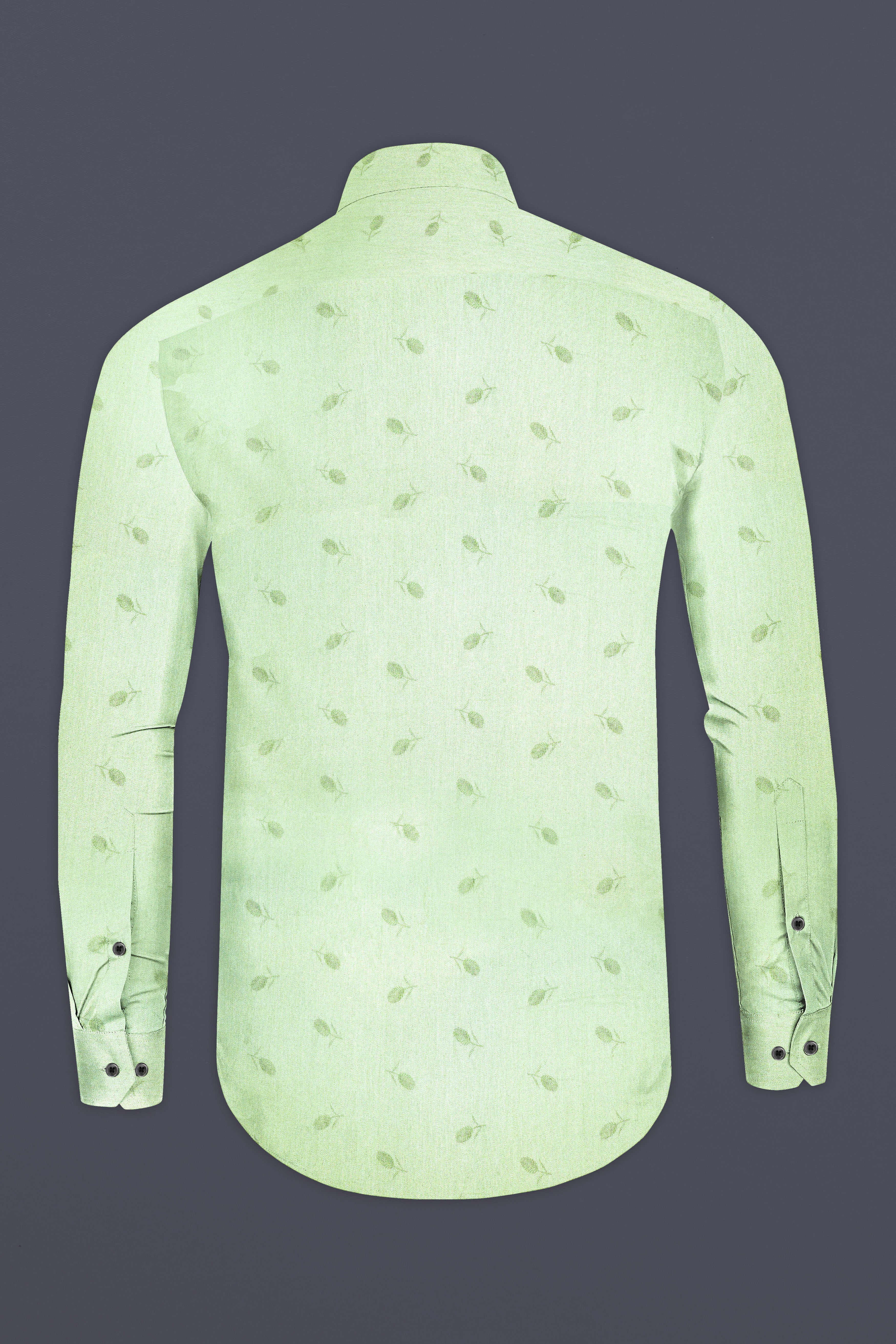 Pistachio Green Jacquard Textured Premium Giza Cotton Shirt