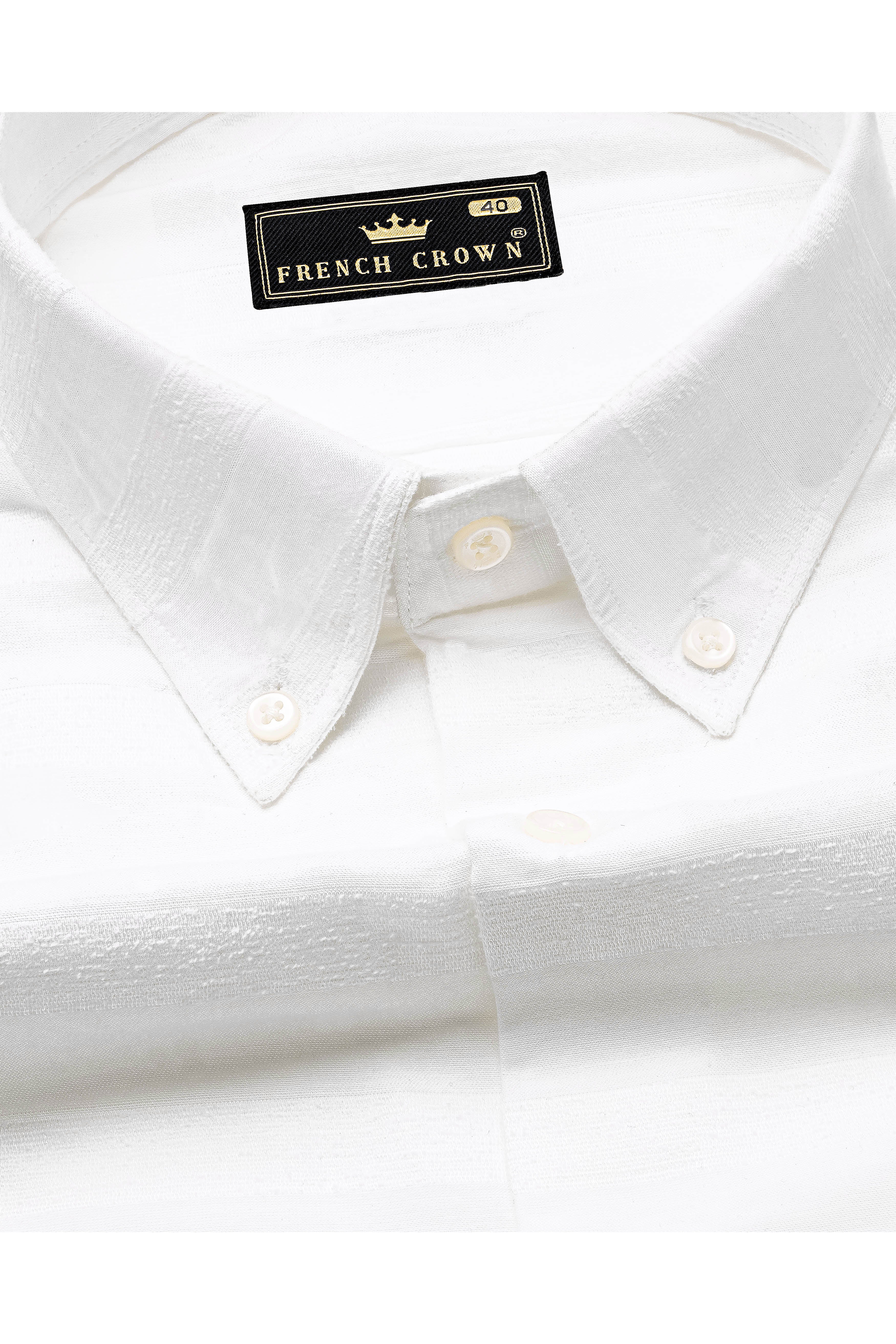 Bright White with Velvet Striped Textured Premium Cotton Shirt